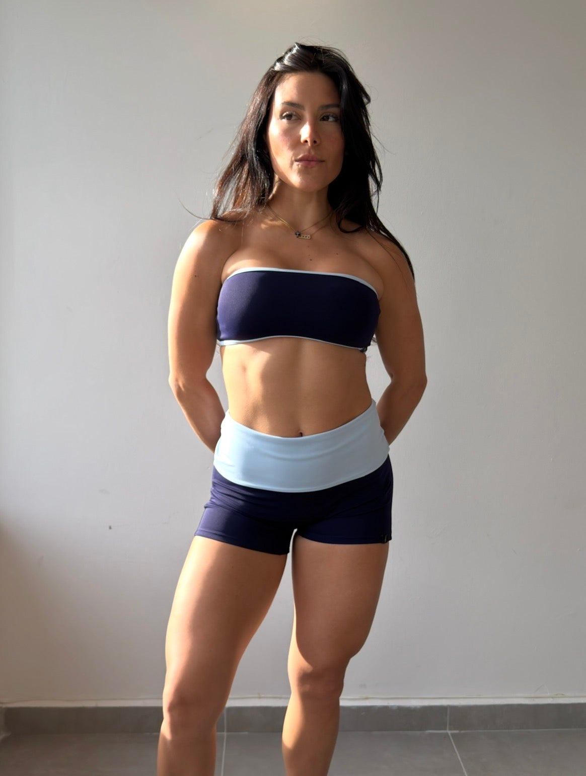 Navy/Baby Blue Tube Short Set