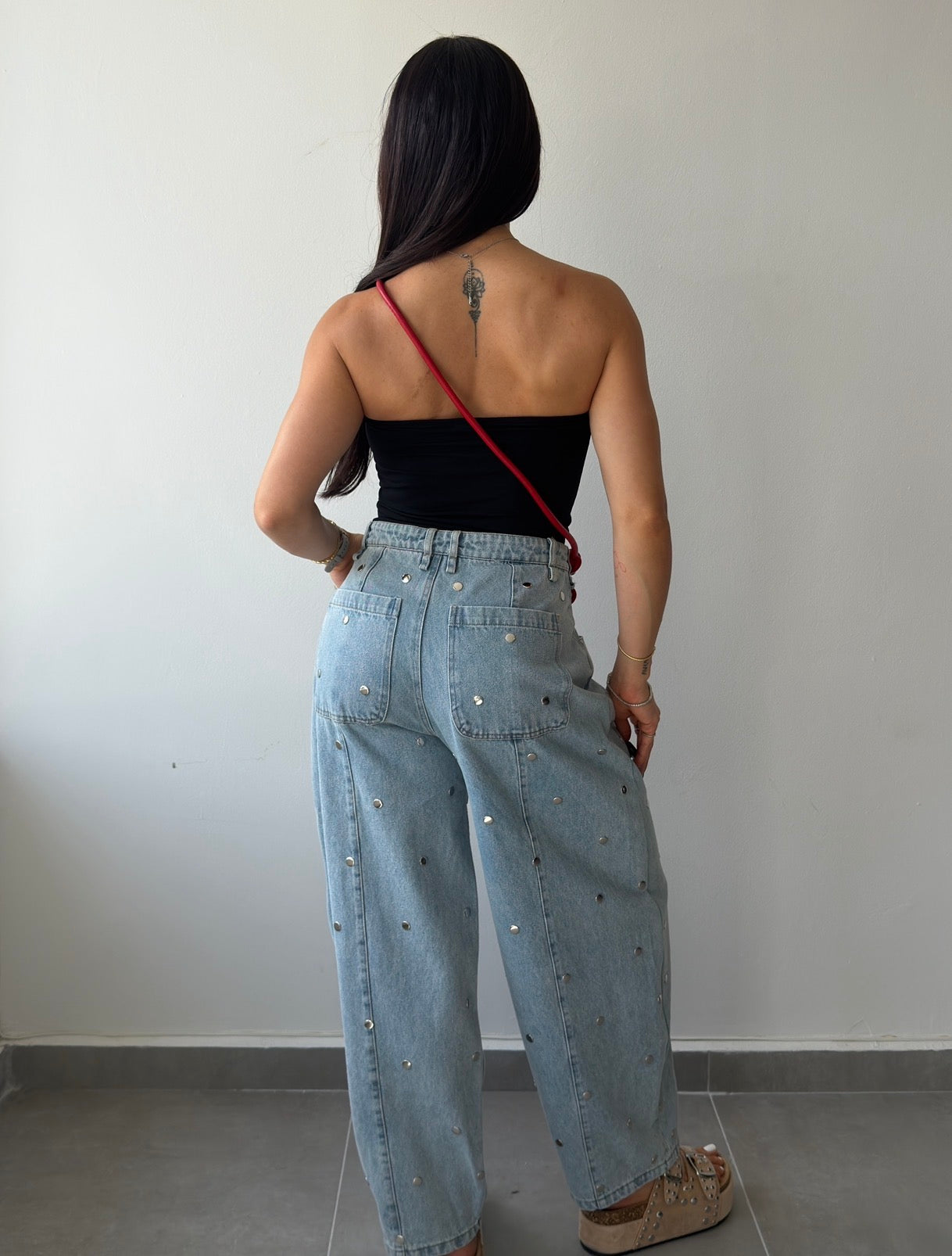 Studded Barrel Jean