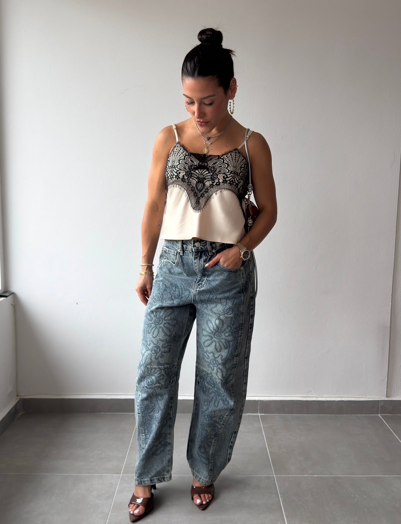 Champagne Lace Top