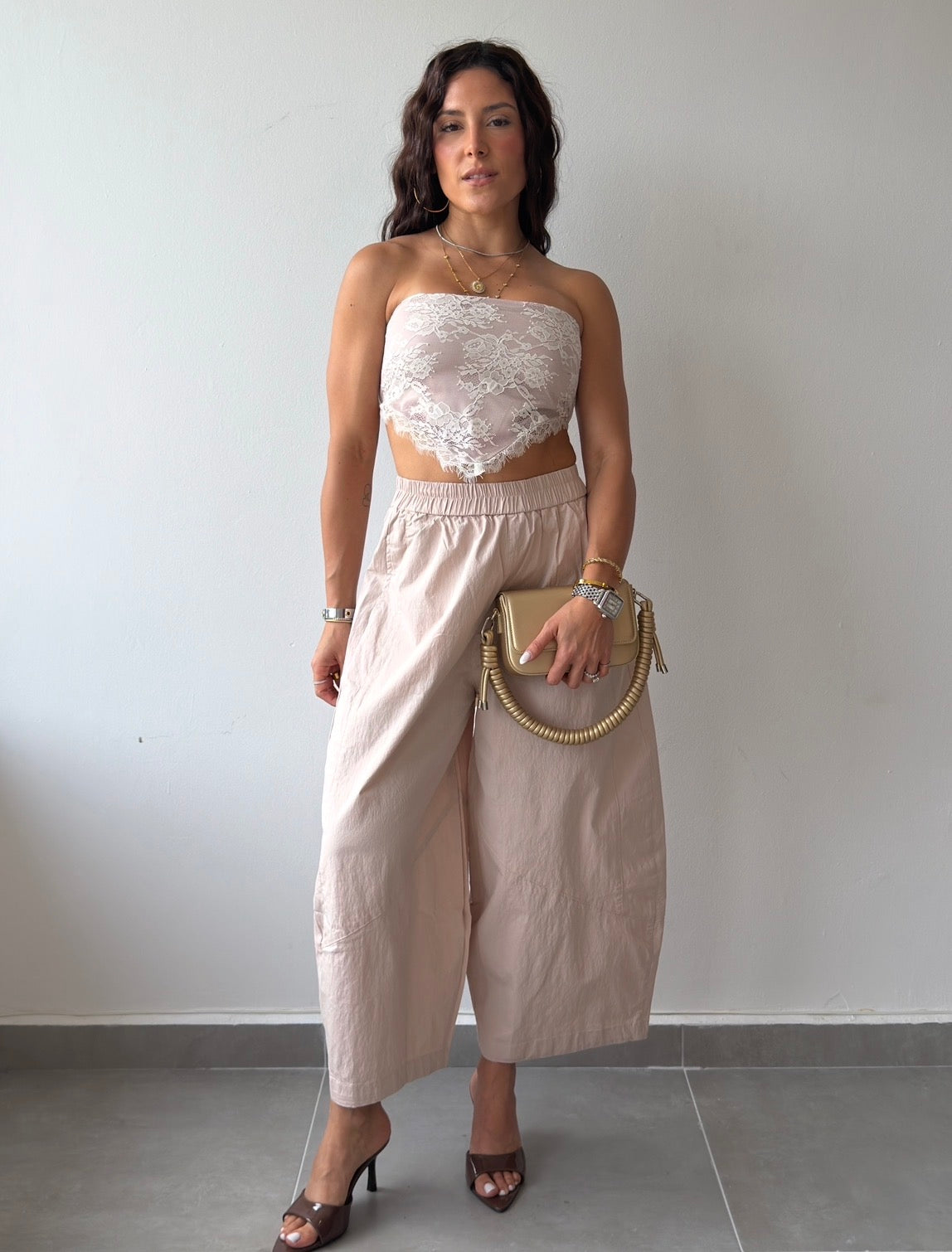 Blush Cropped Barrel Pants