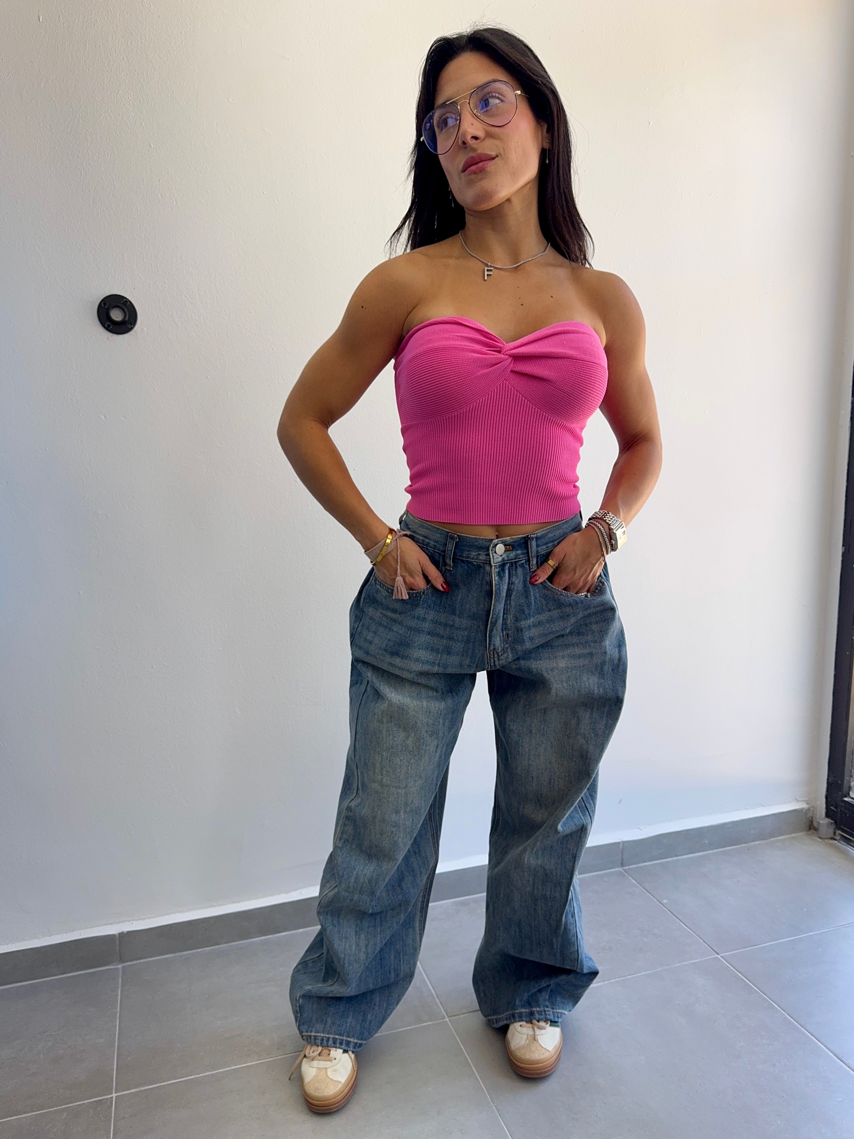 Twisted Tube Top-Pink