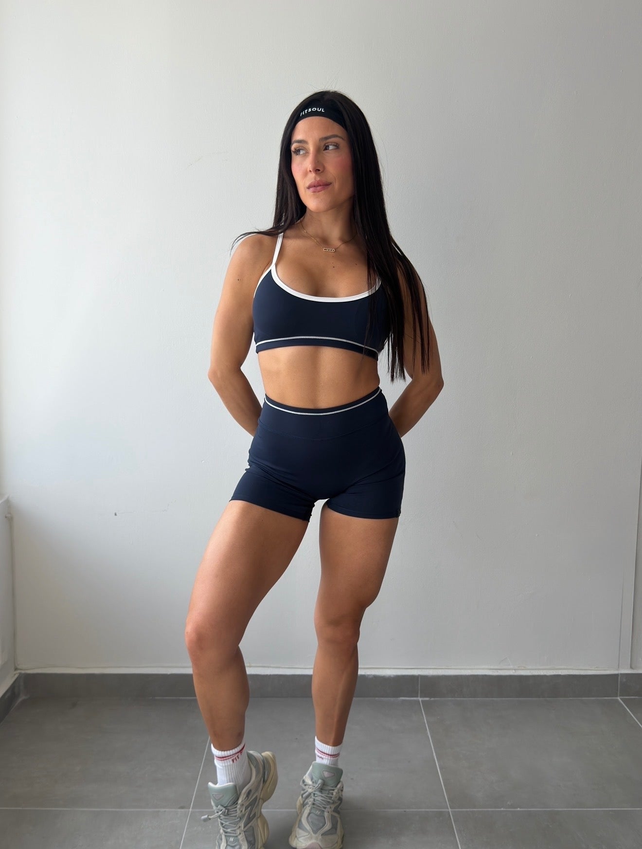 Navy Contrast Short Set