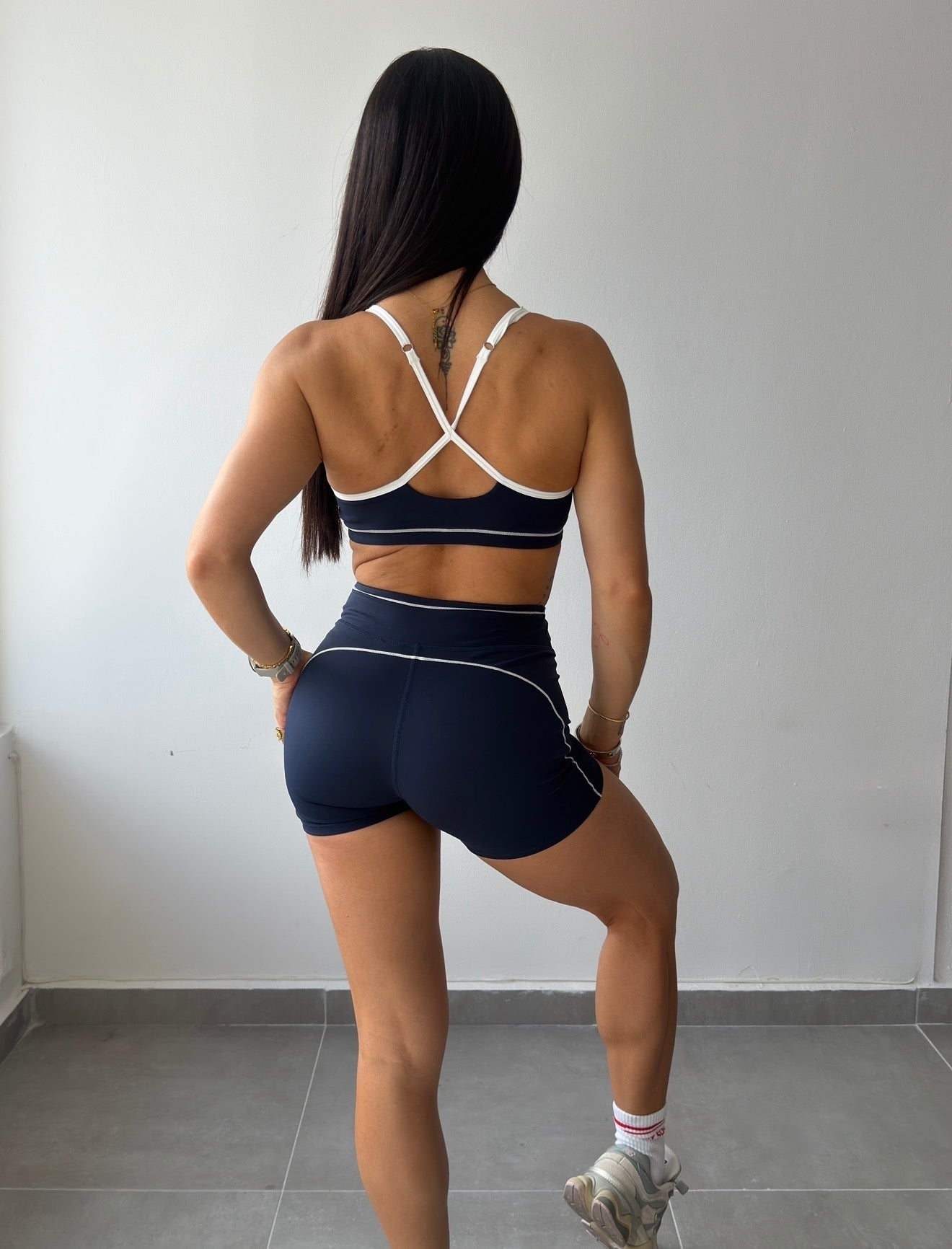Navy Contrast Short Set