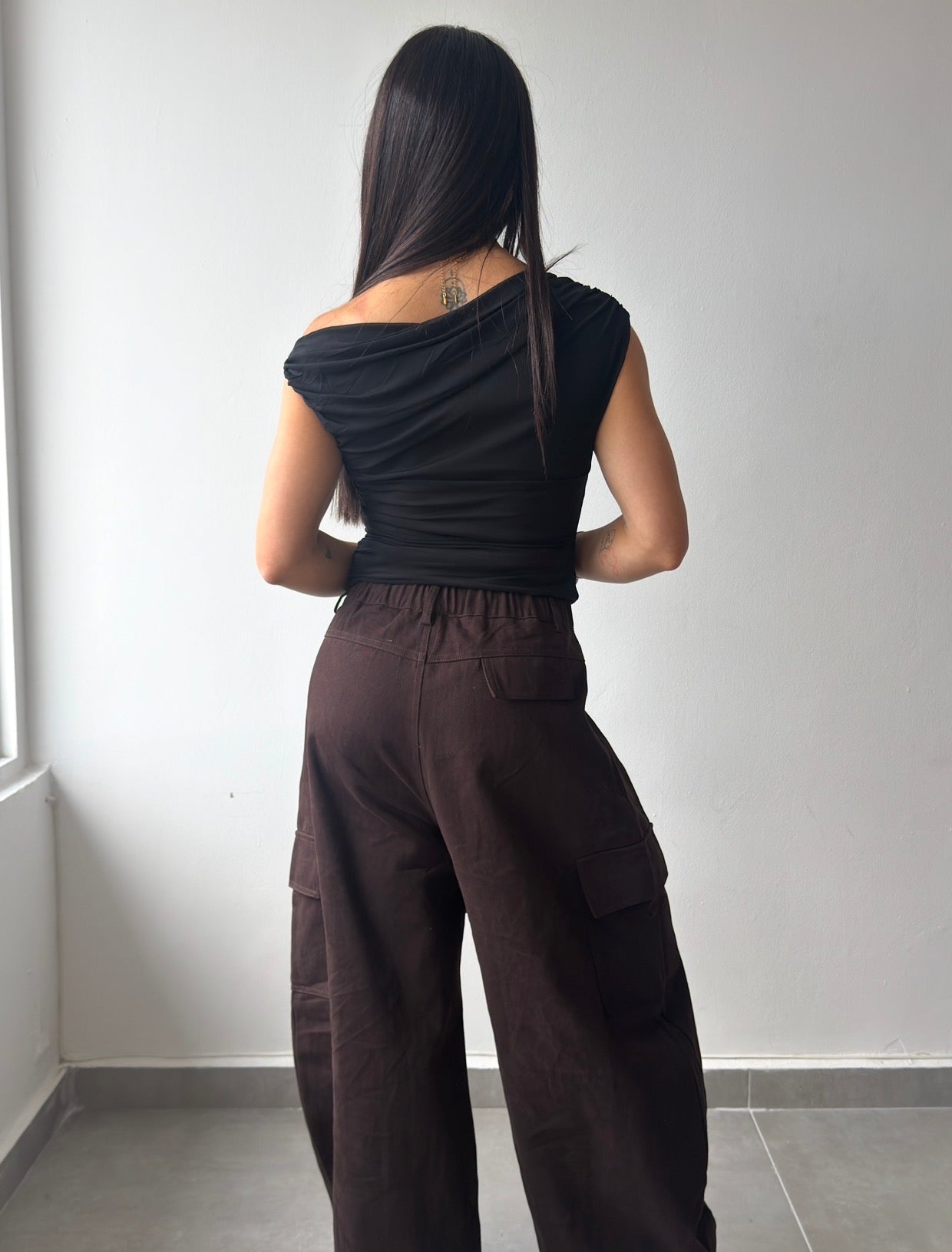 Black Mesh Off Shoulder Top