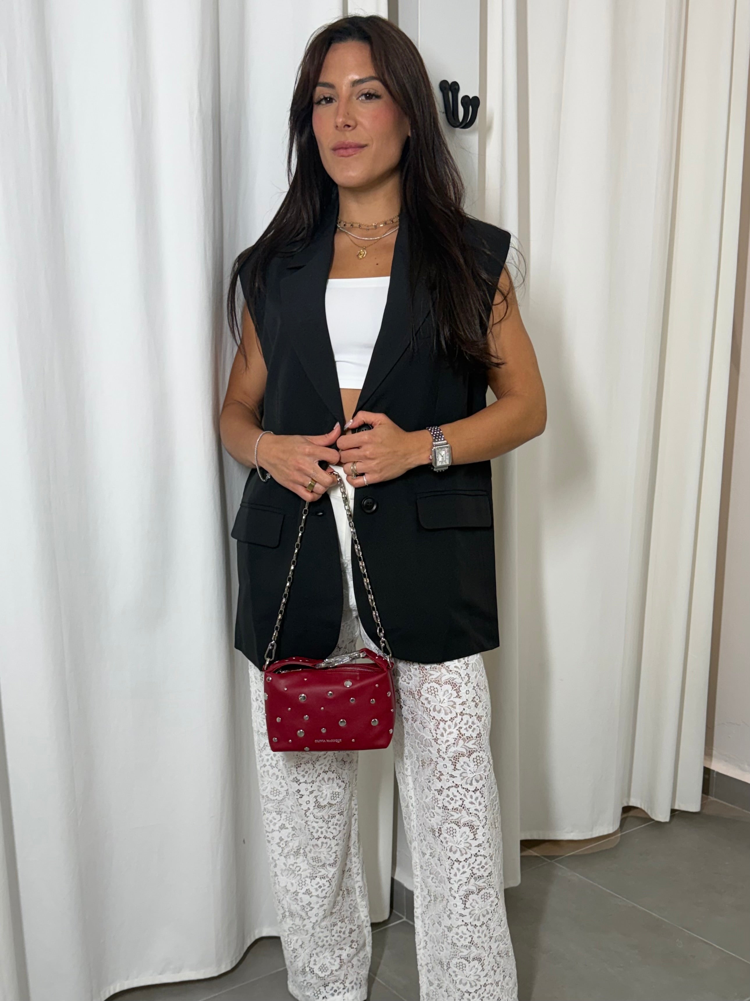 Black Oversized Blazed Vest