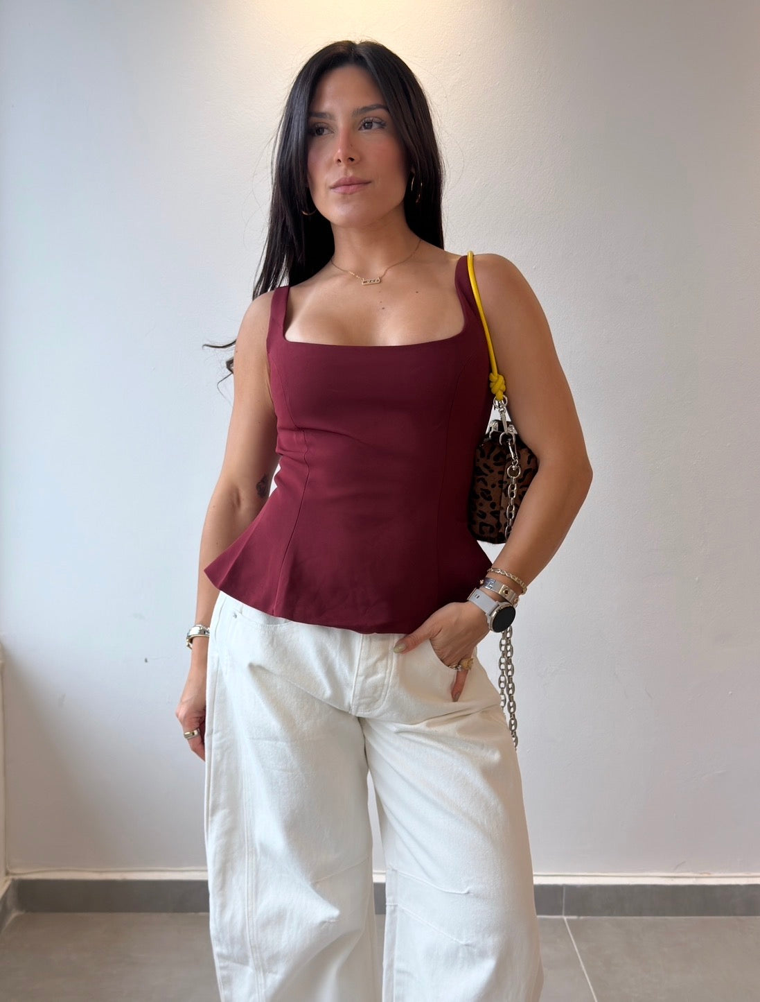 Burgundy Peplum Top