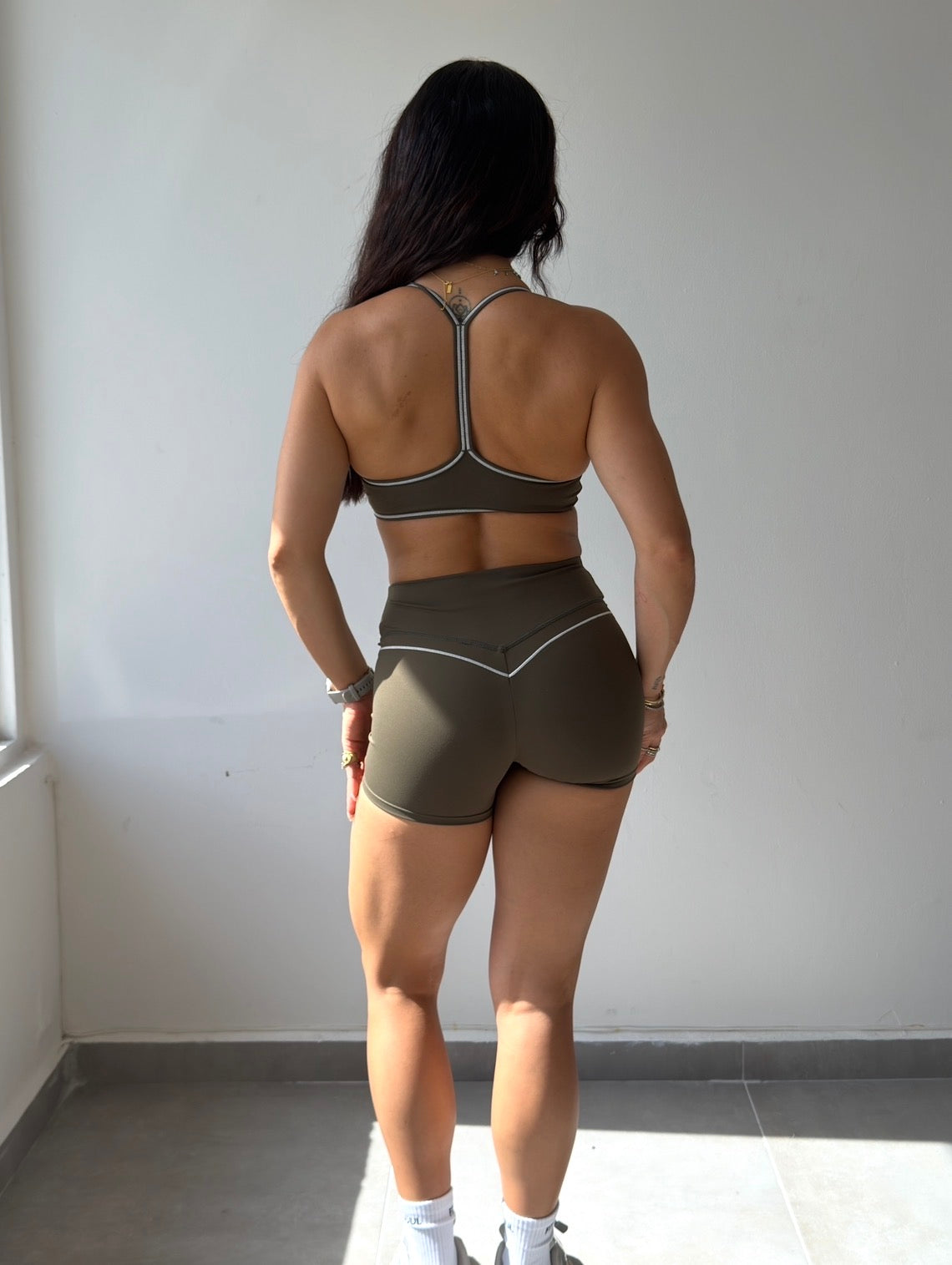 Olive Contrast Short Set