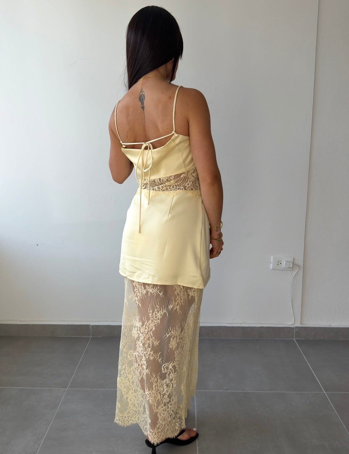 Butter Yellow Lace Combo Dress