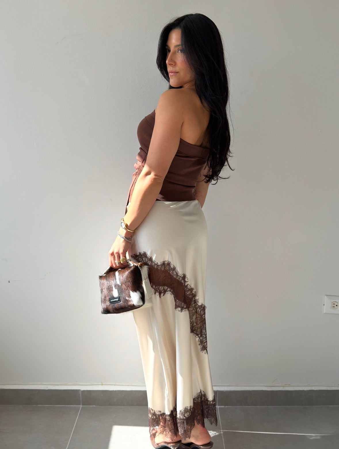 Ivory Satin Lace Skirt