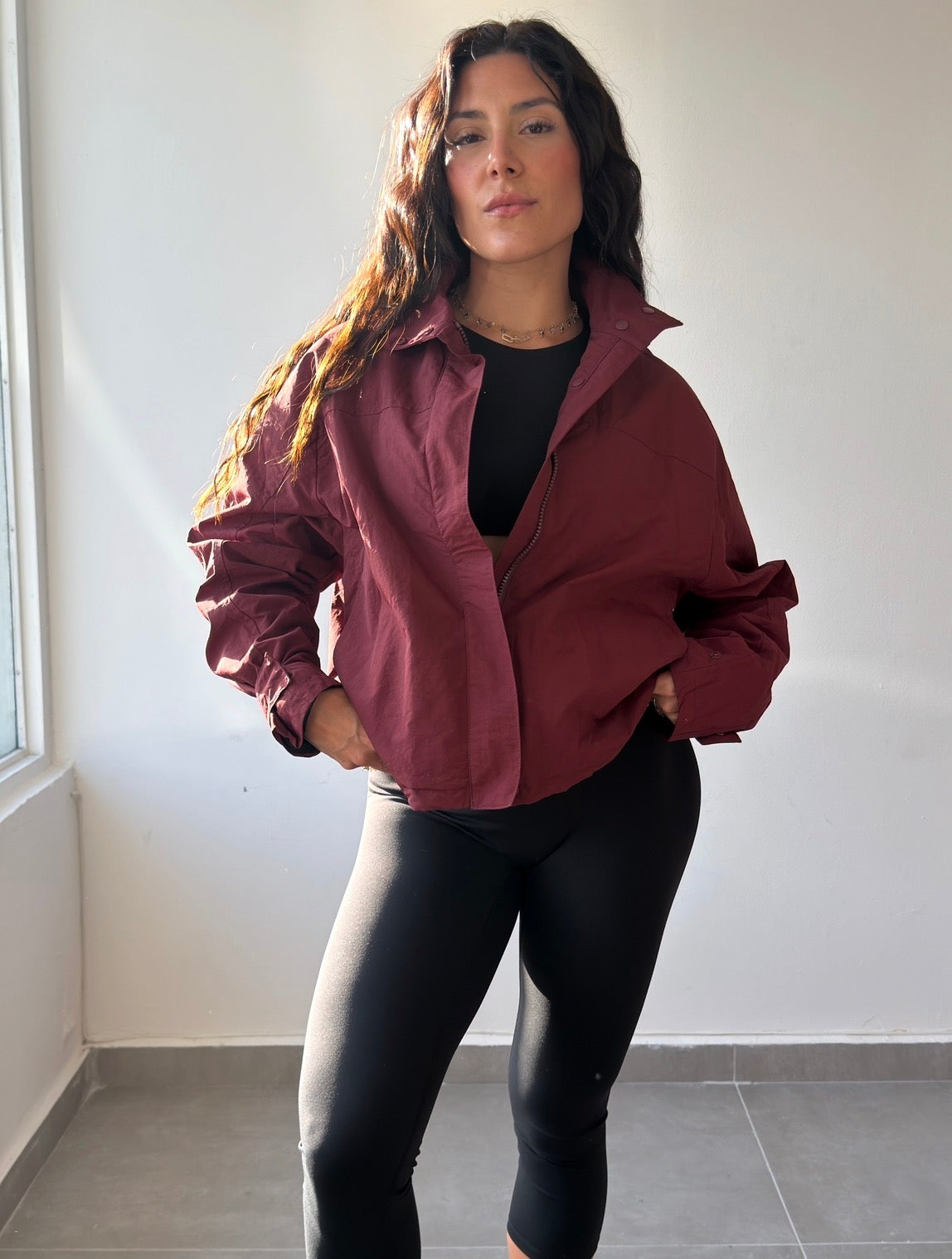 Burgundy Windbreaker Jacket