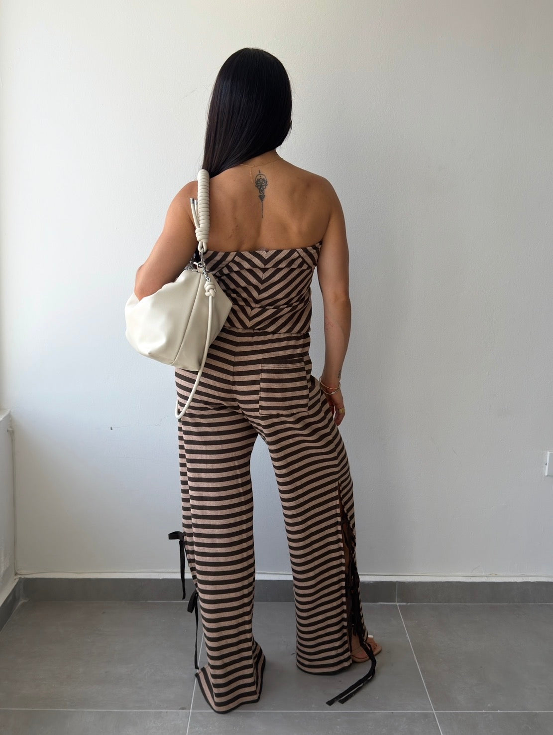Striped Knit Set (Brown)