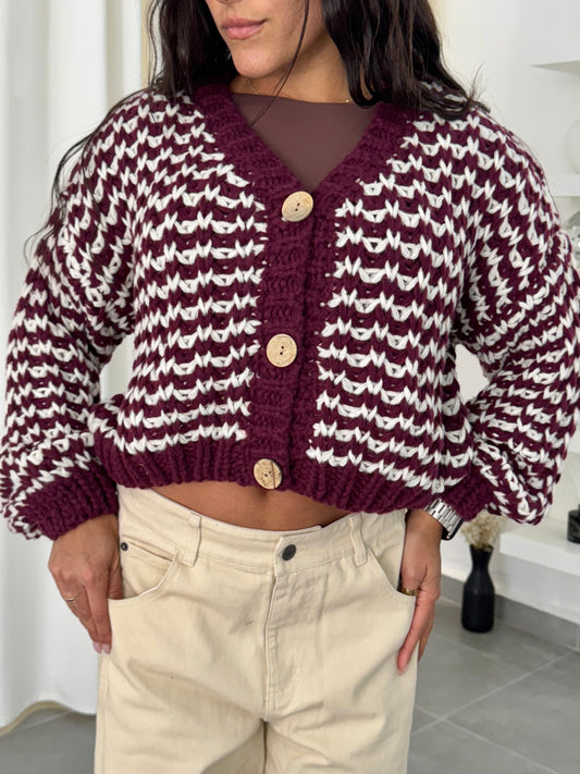 1 LARGE! Contrast Button Down Cardigan Top