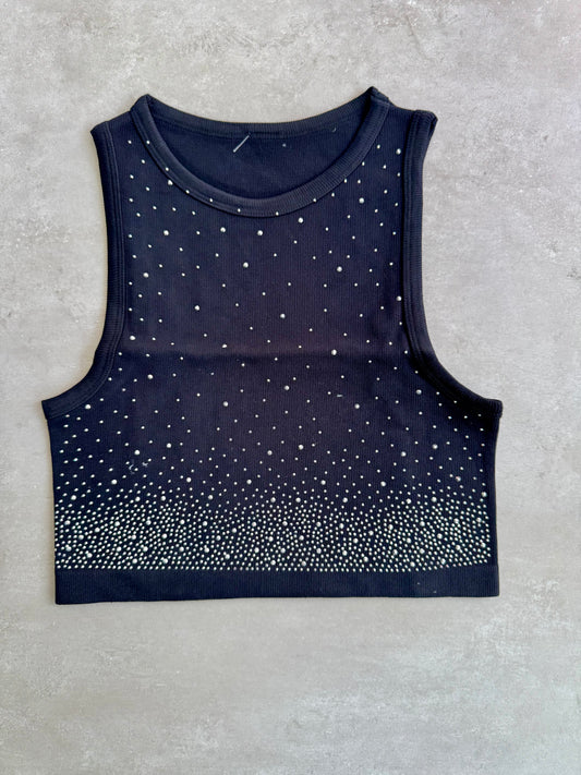 Black Sparkling Basic Top