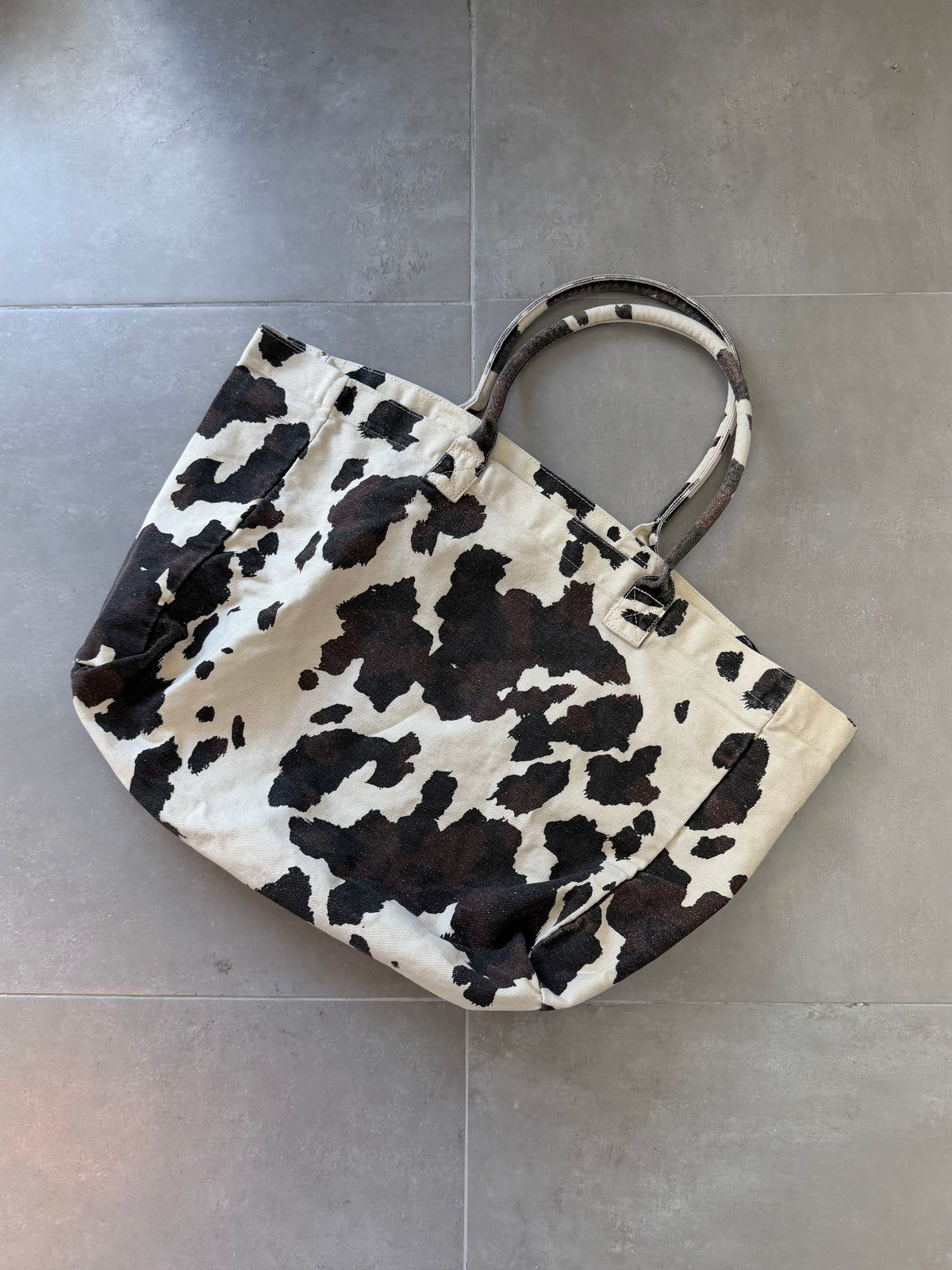Cow Print Canvas Tote Bag