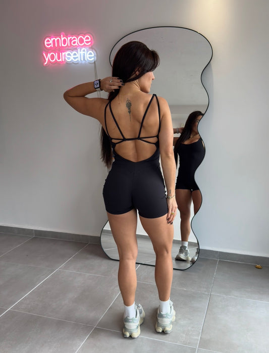 Black Open Back Romper