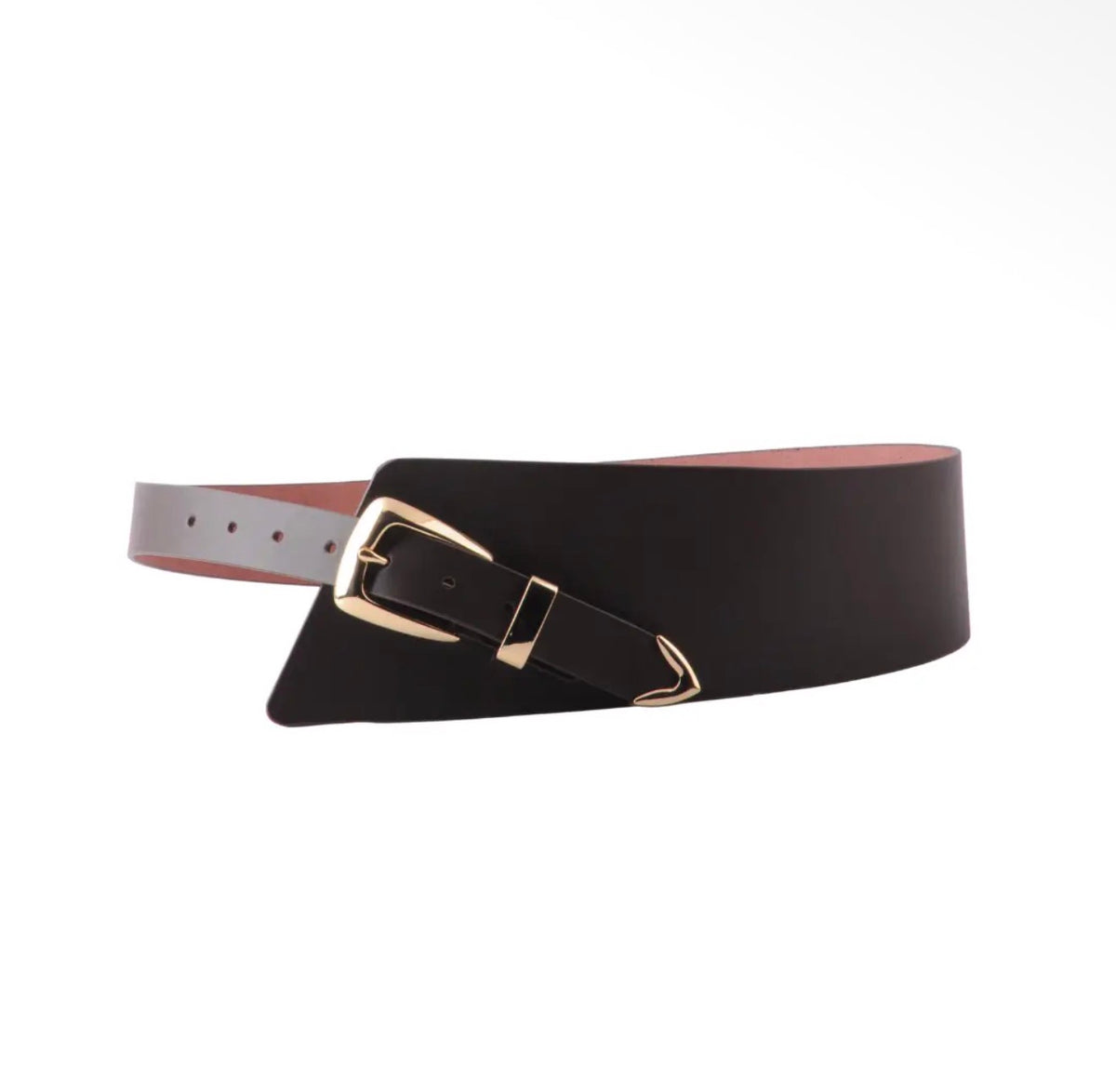 Brown Leather Asymmetrical Waist Belt