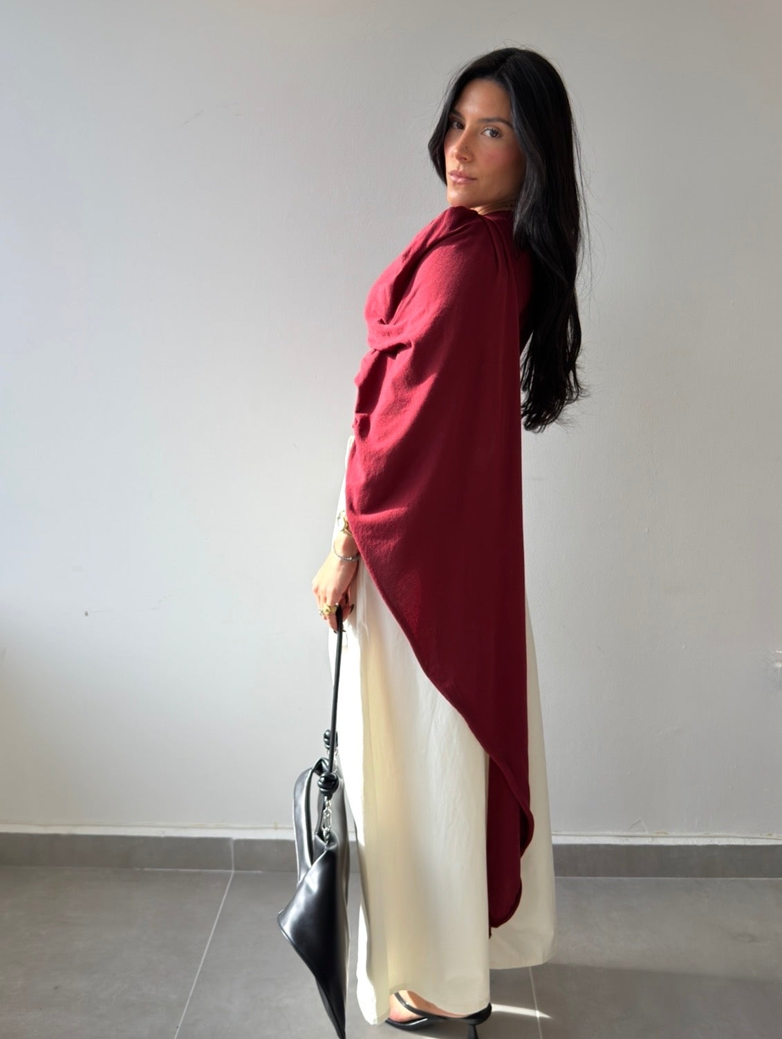 Knit Asymmetric Top (Burgundy)