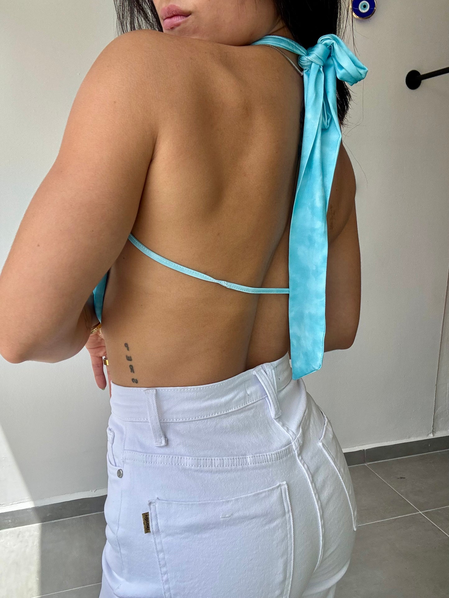 Halter Shell Blue Top