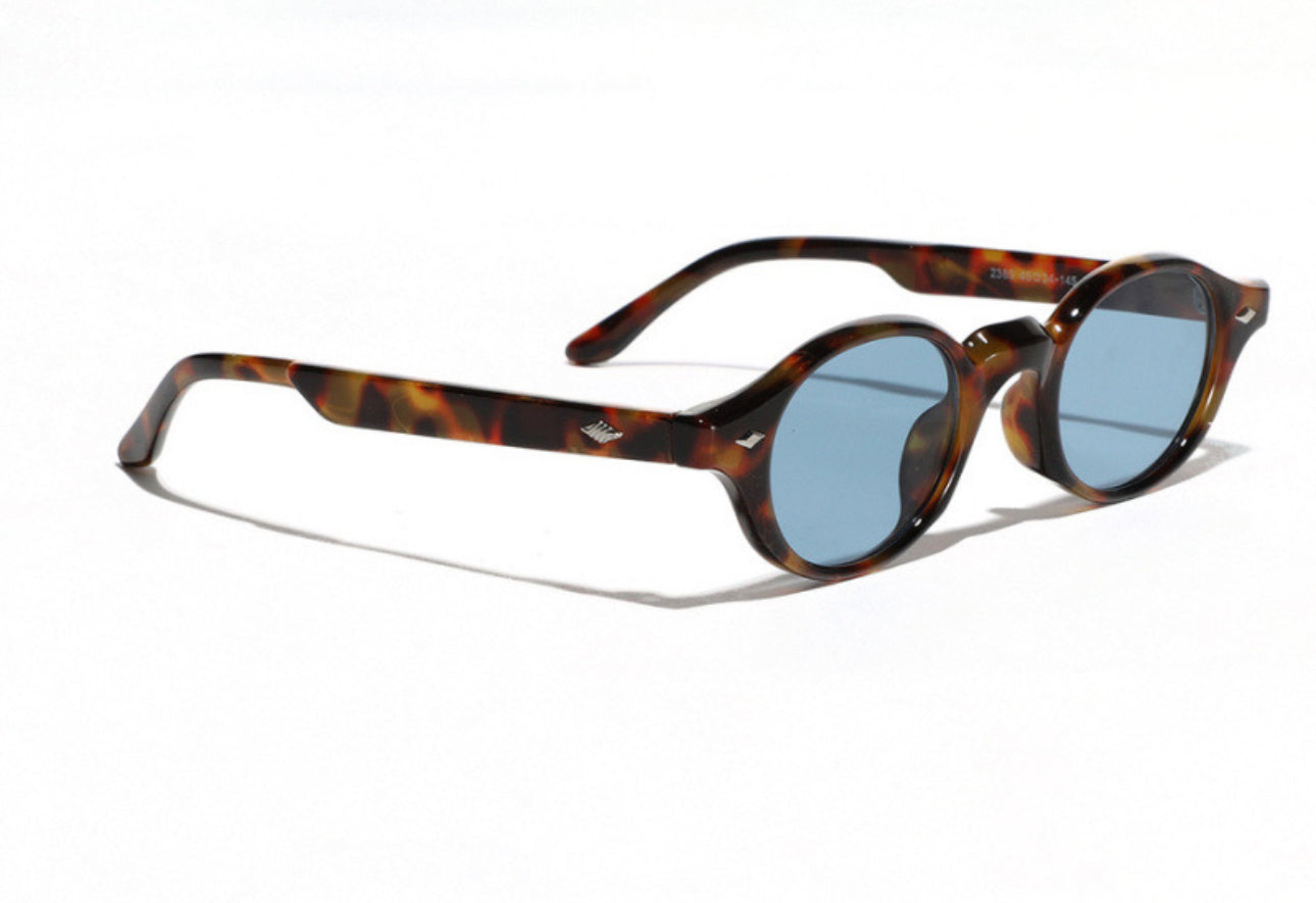 Tortoise Frame- Blue Lense Sunglasses