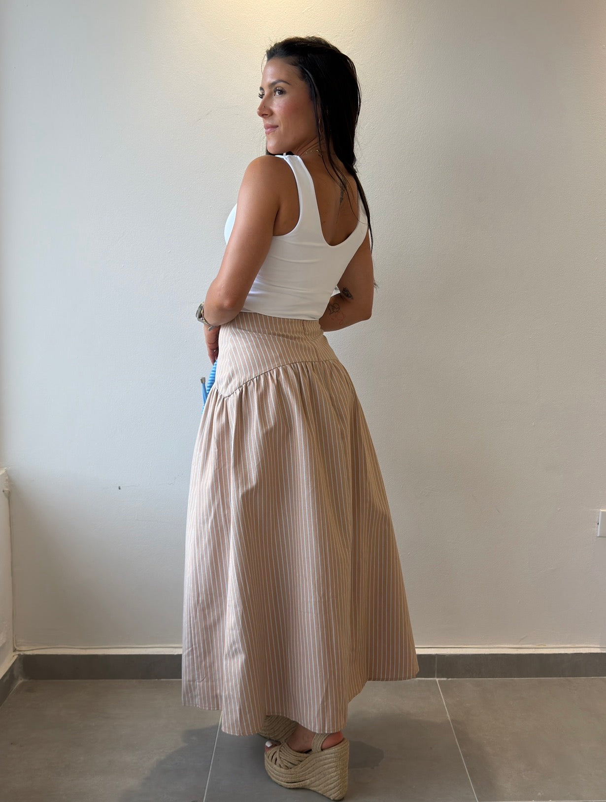 Beige Stripe Skirt