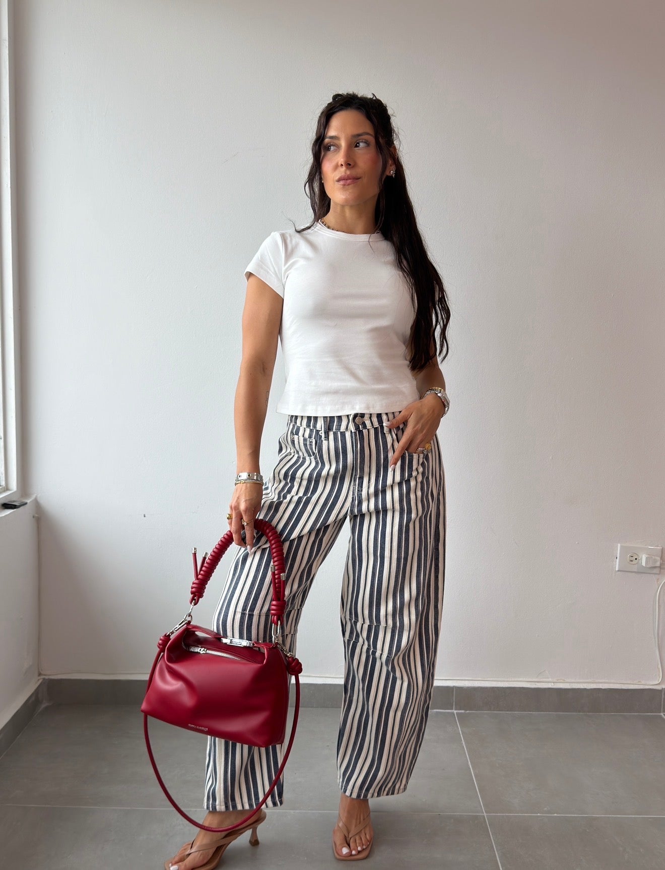 Striped Barrel Jeans