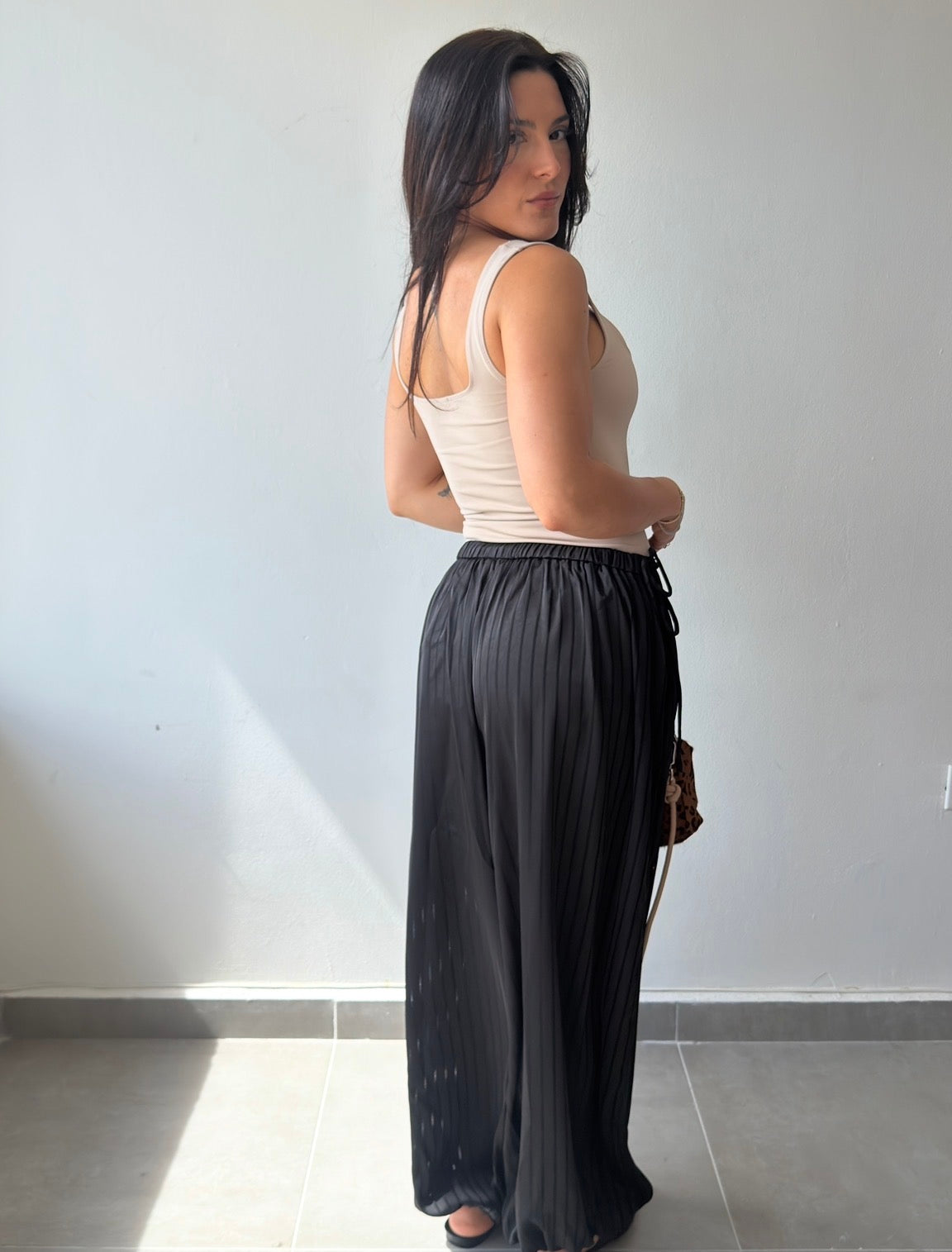 Black Satin Balloon Pant