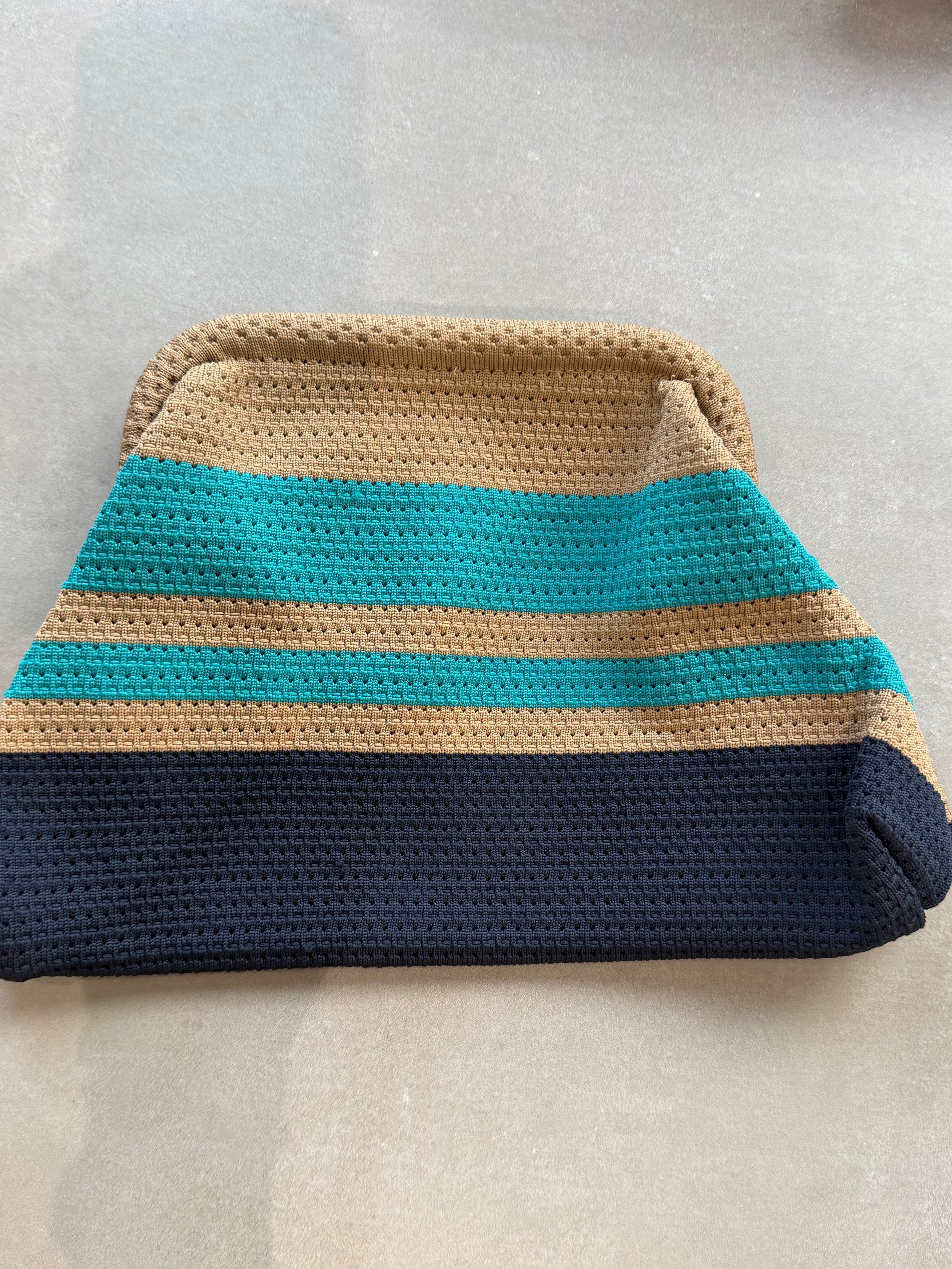 Beach Pouch (Teal/Navy Stripes)