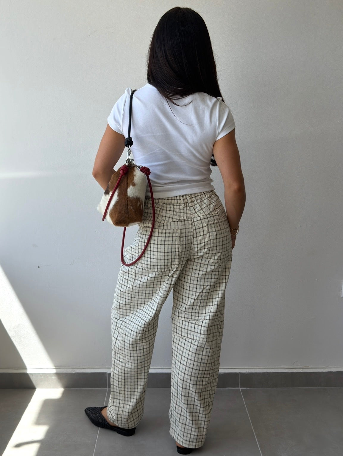 Plaid Barrel Jeans