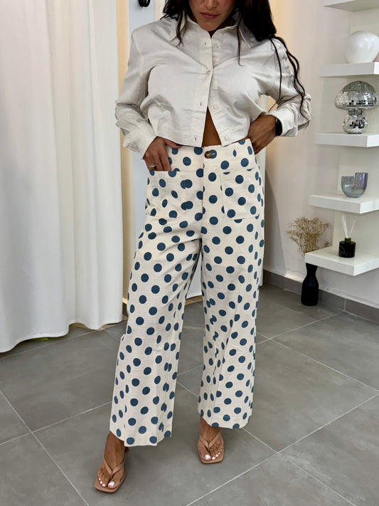 Polka Dots Linen Pants