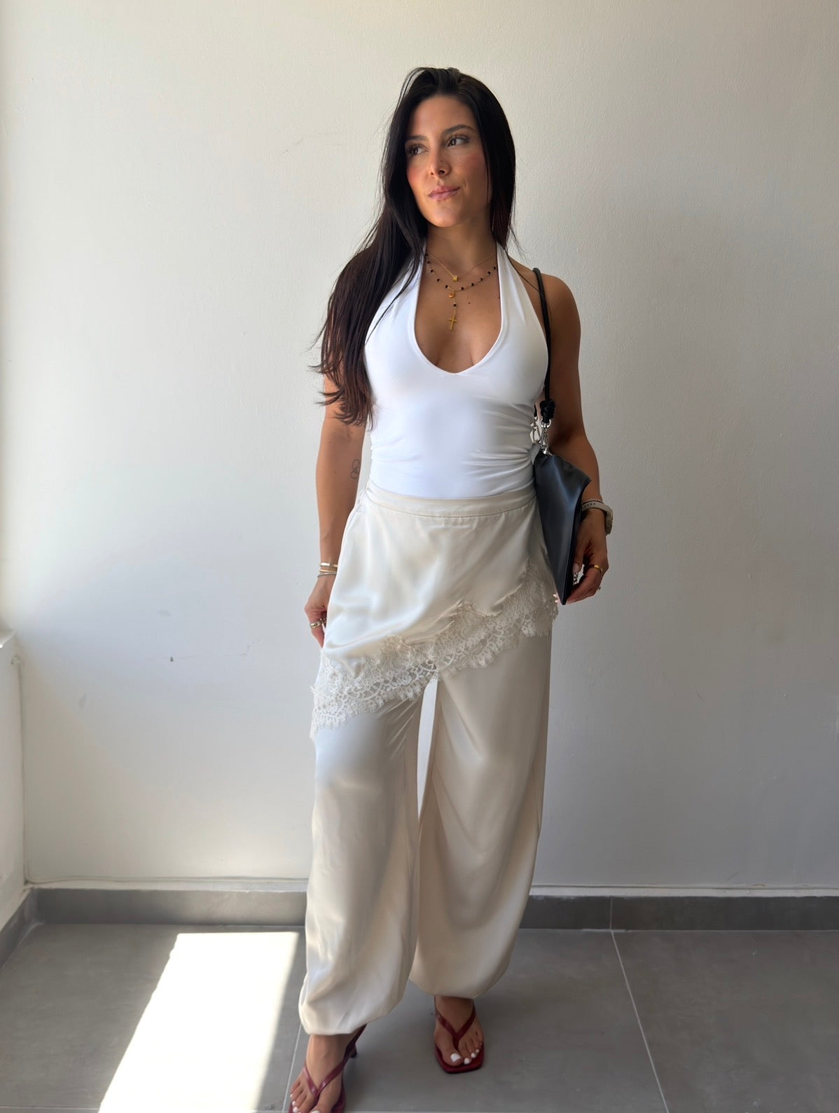 Ivory Layered Ballon Pants