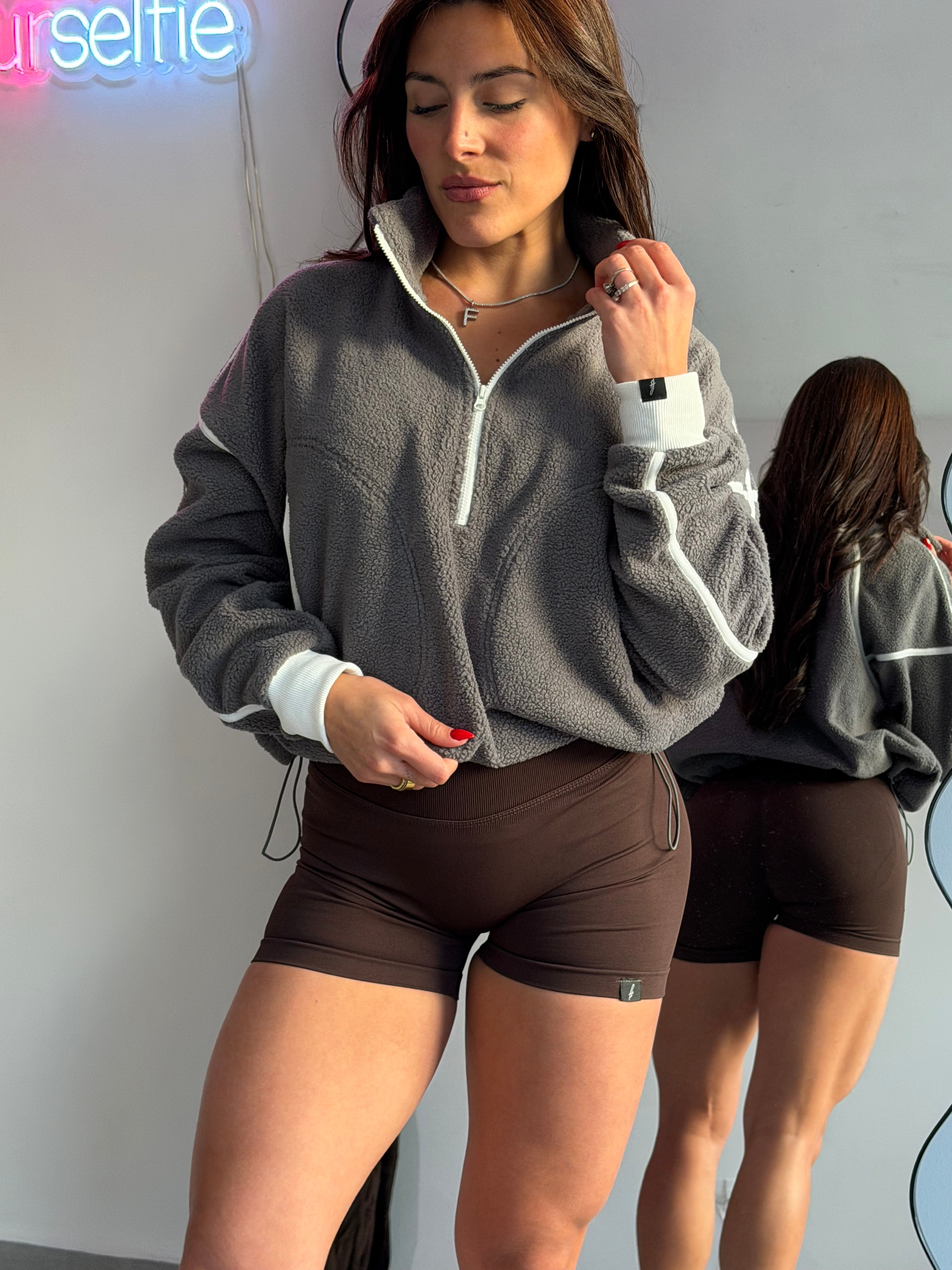 Fleece Contrast Jacket (Gray)