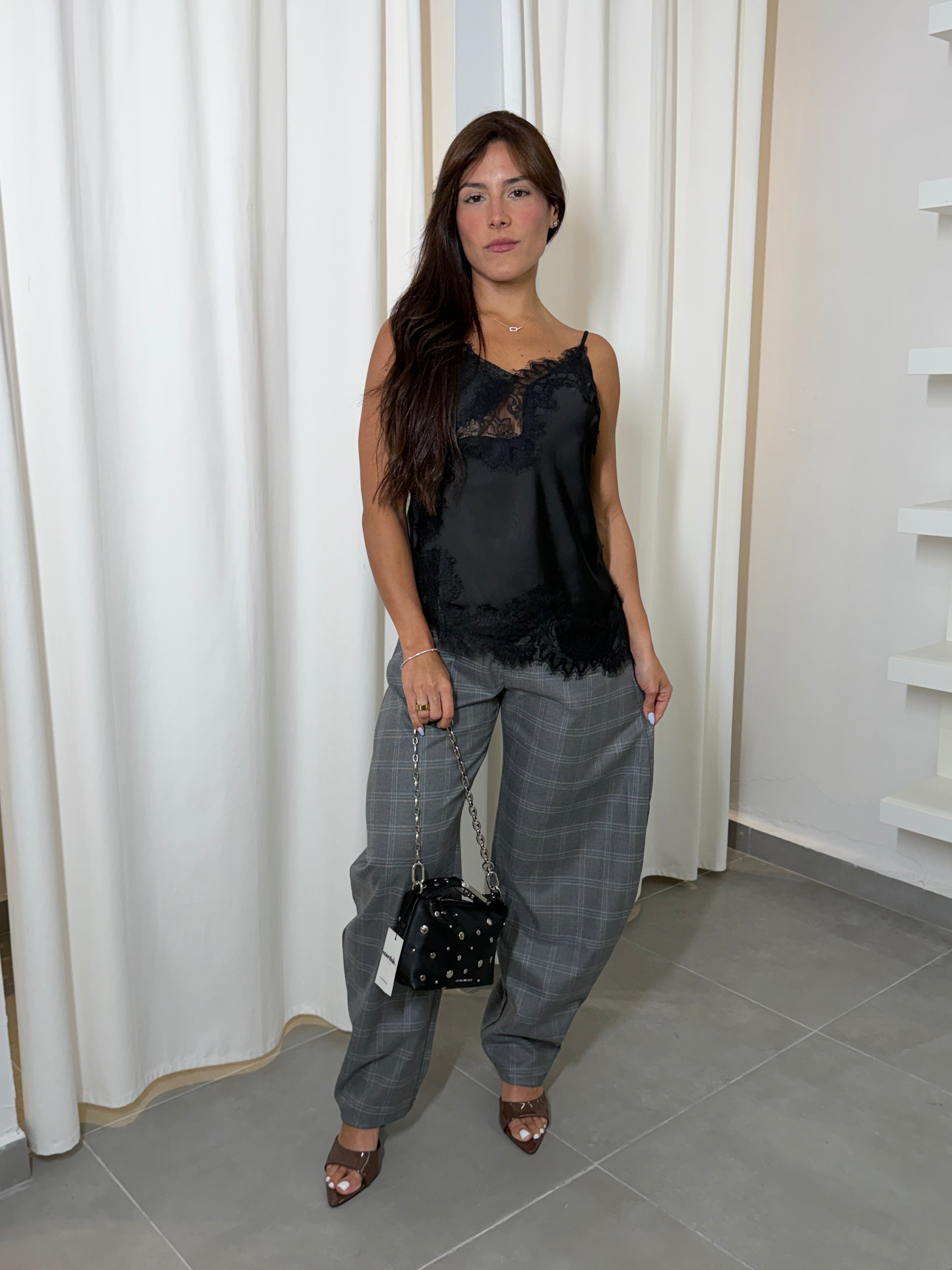 Black Lace Strappy Top