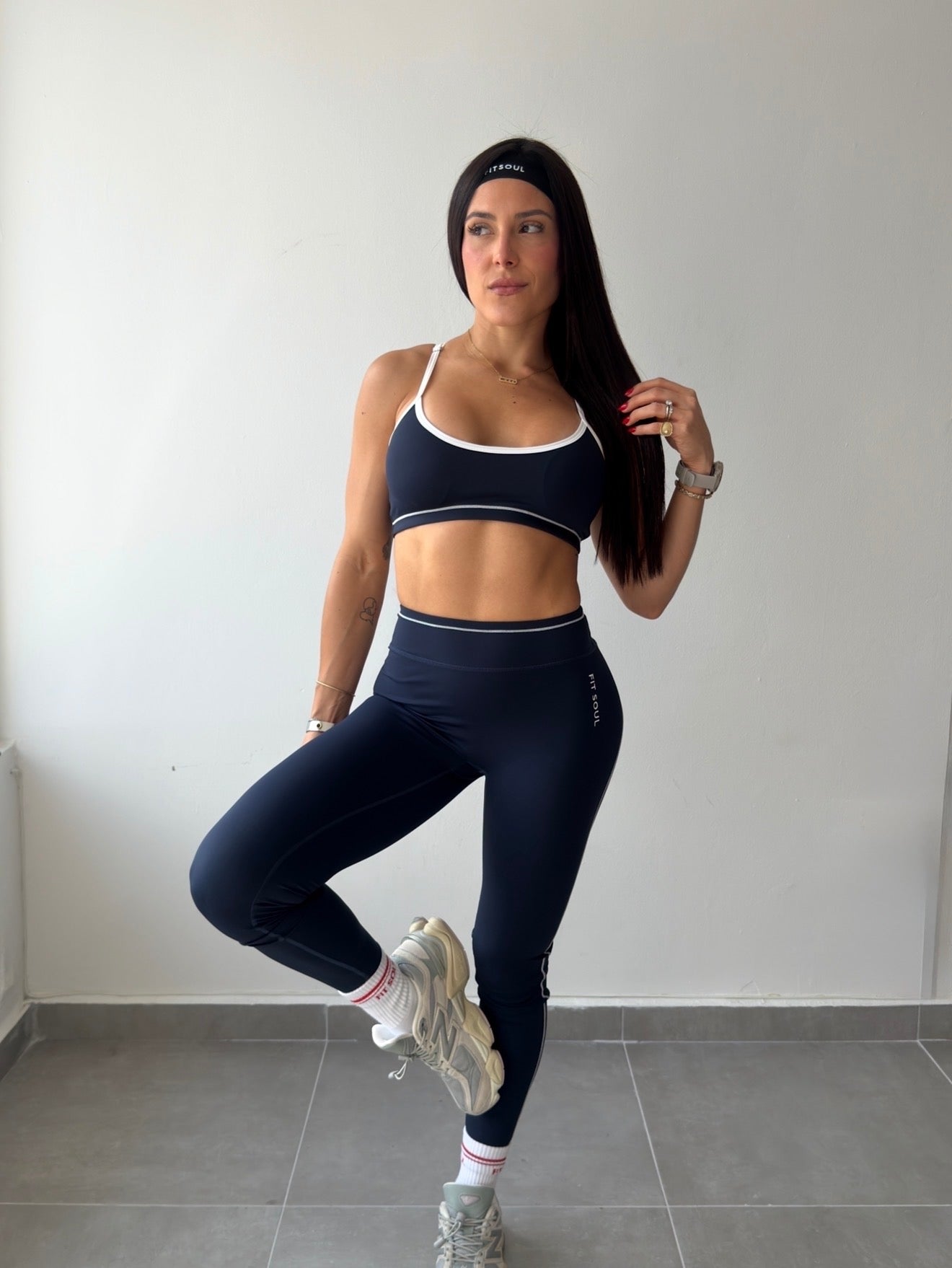 Navy Contrast Legging Set