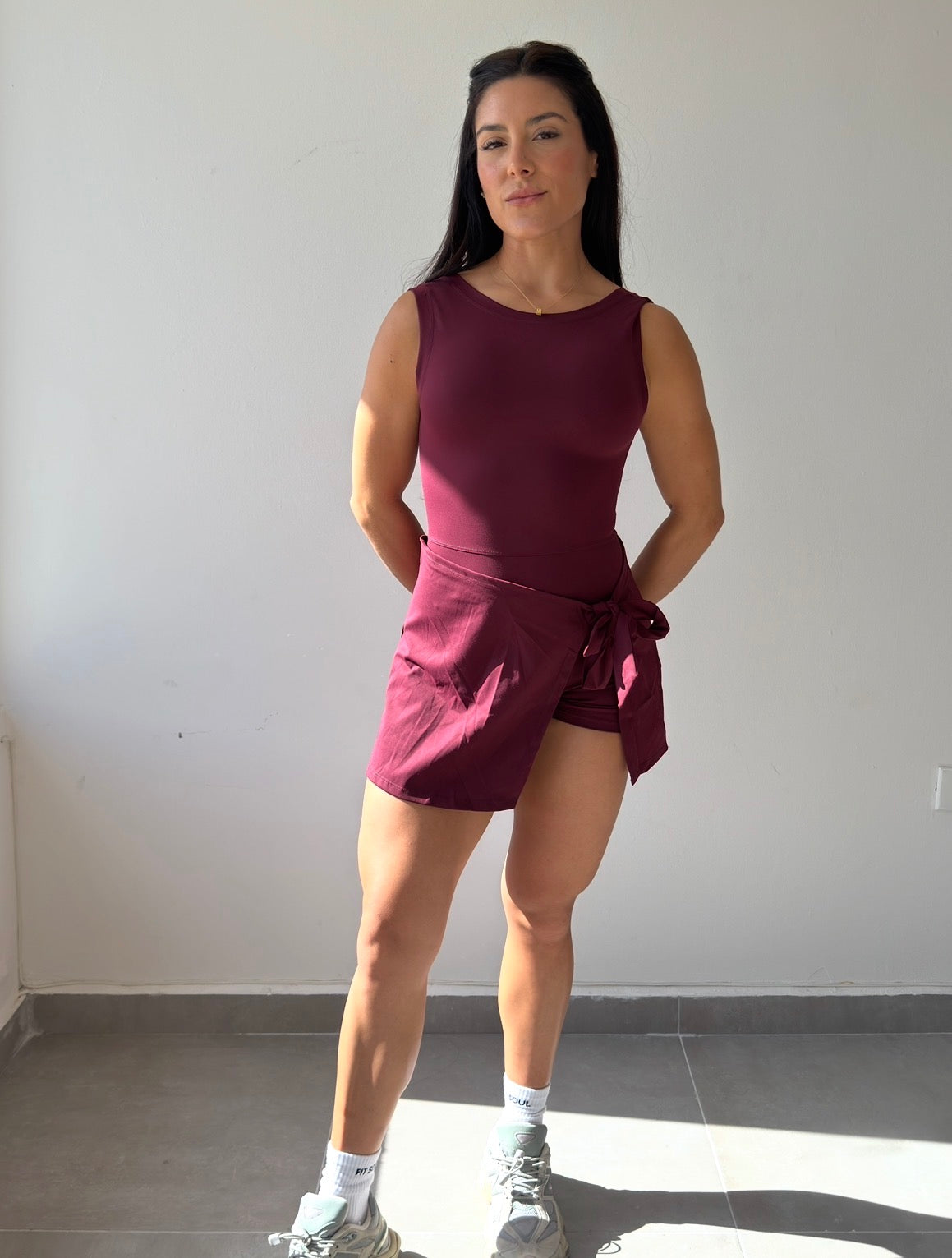 Burgundy Romper Dress