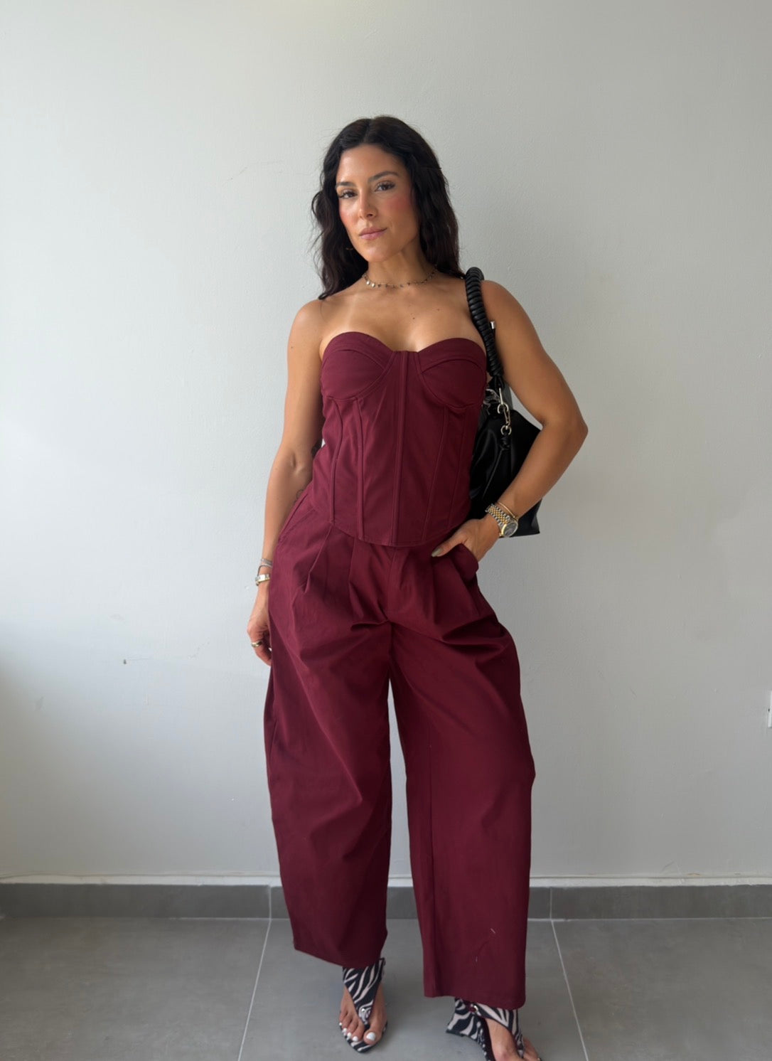 Burgundy Corset Top