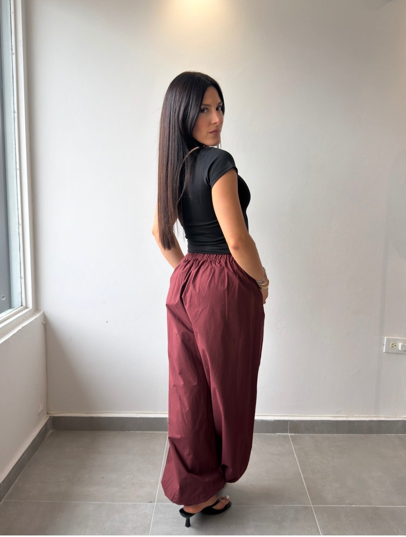 Burgundy Balloon Pants