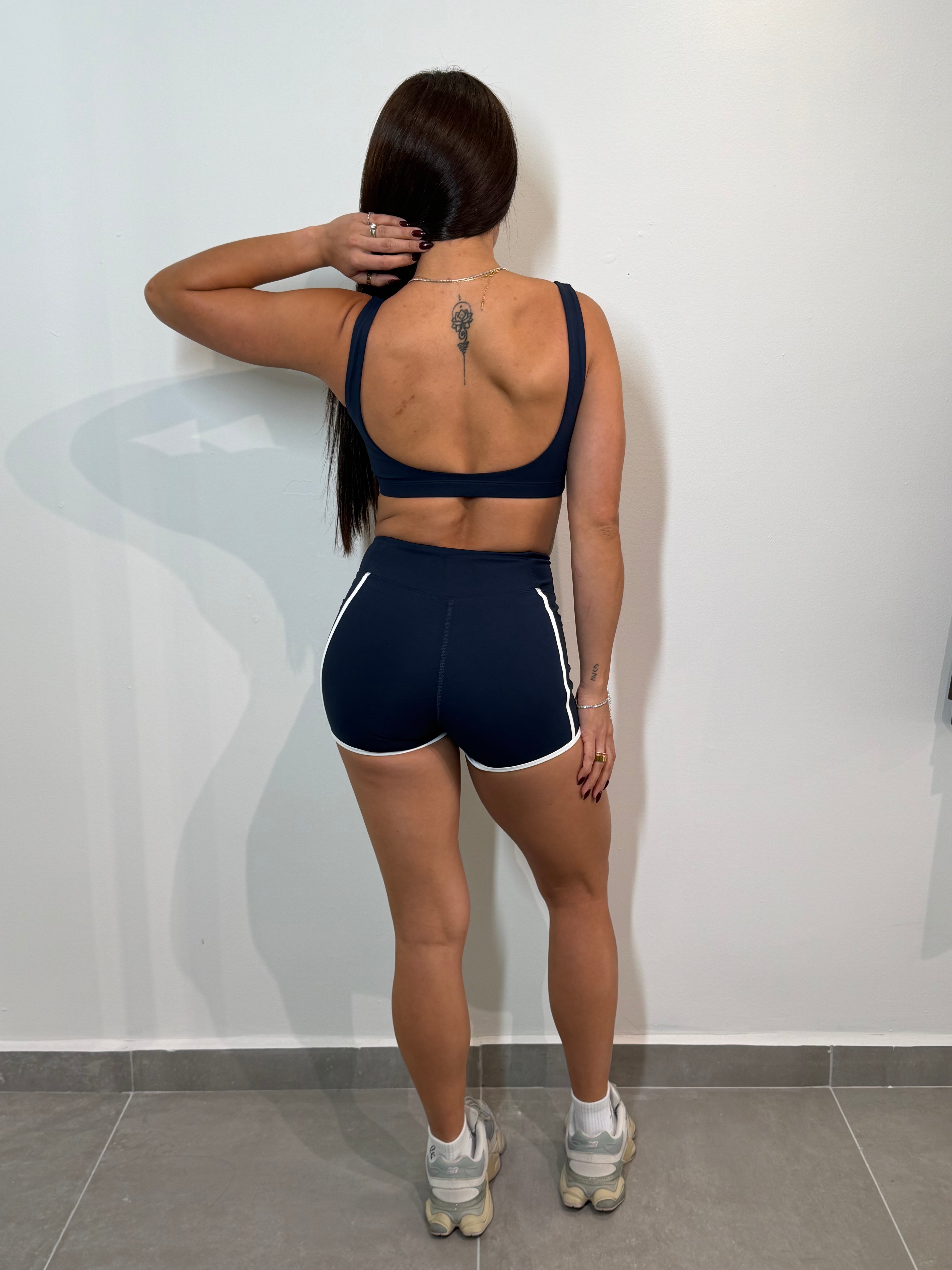 Navy Contrast Short Set