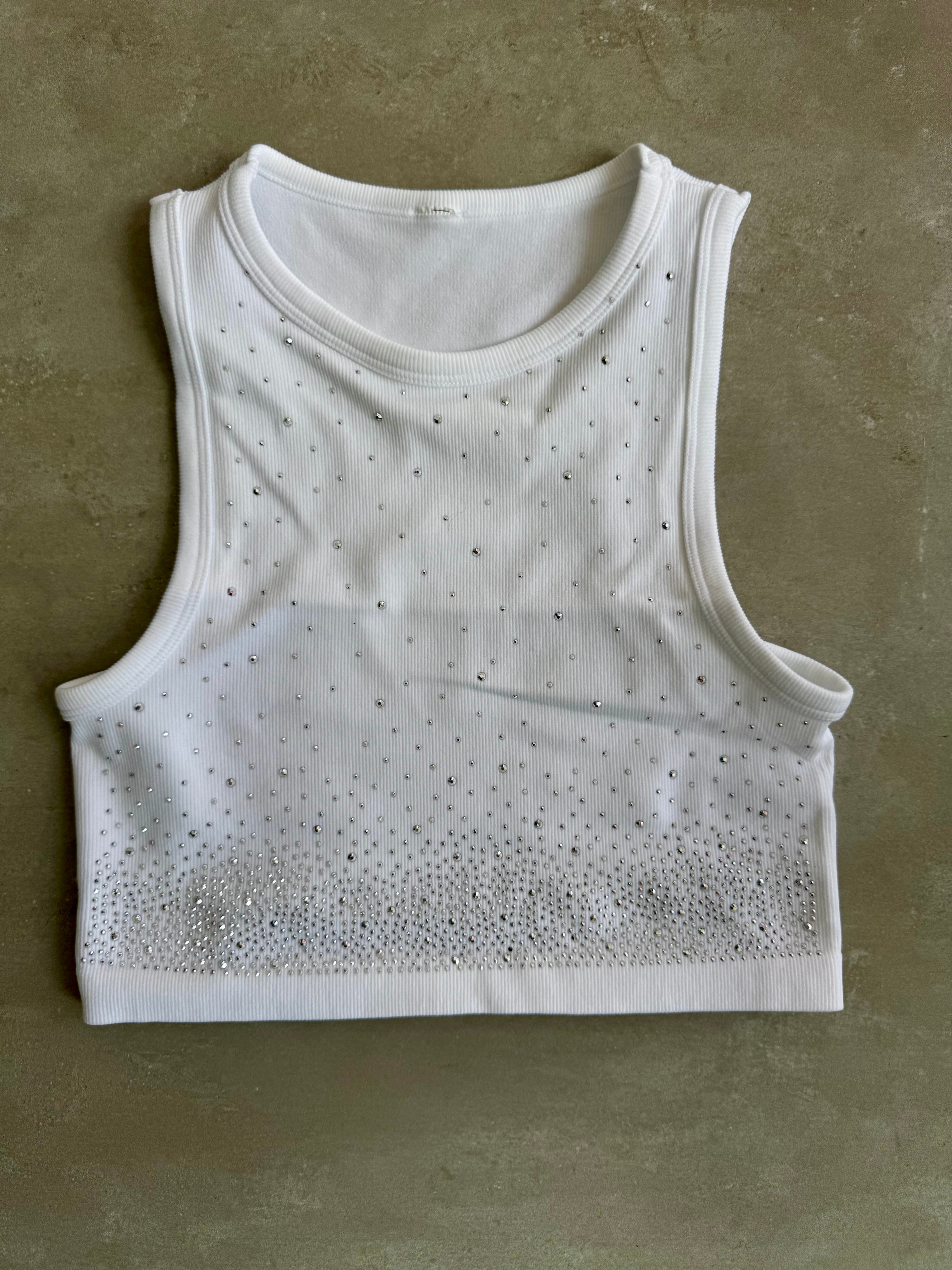 White Sparkling Basic Top