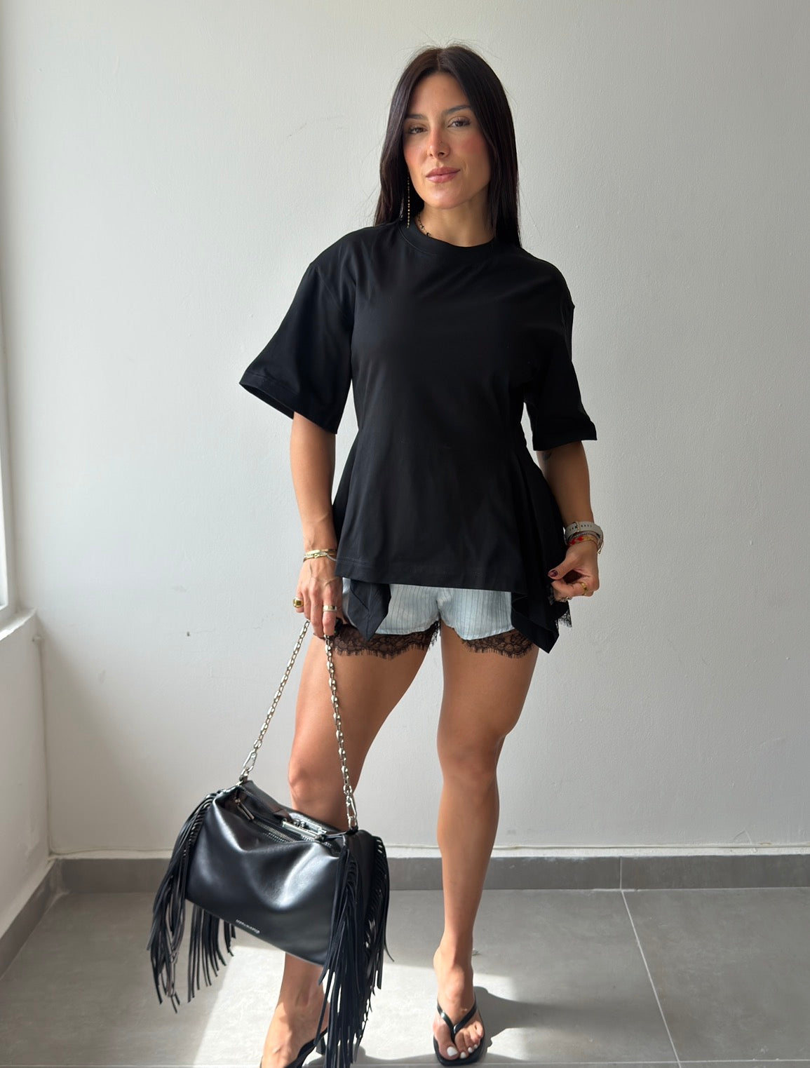 Black Asymmetric Shirt
