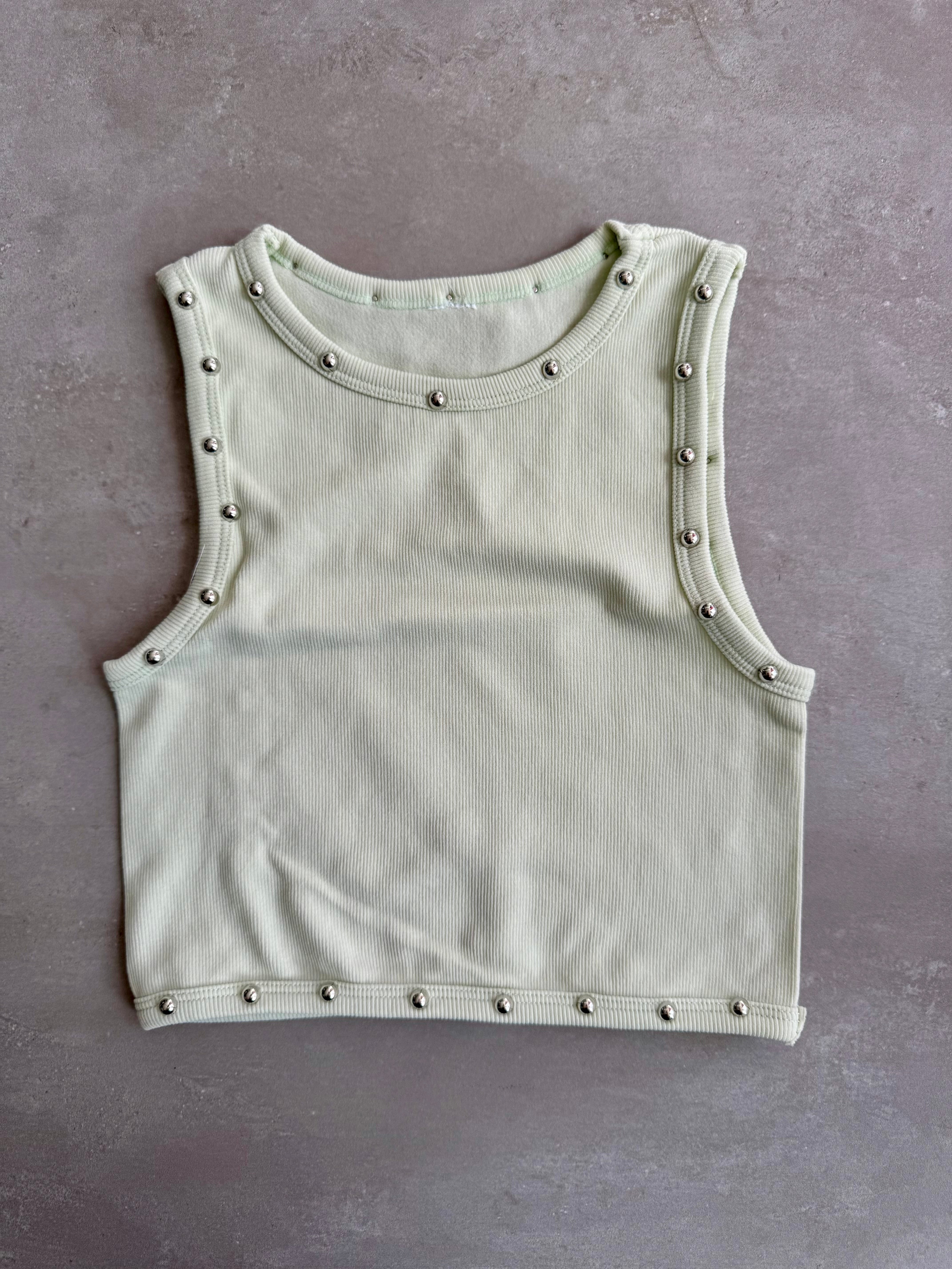 Mint Beaded Basic Top