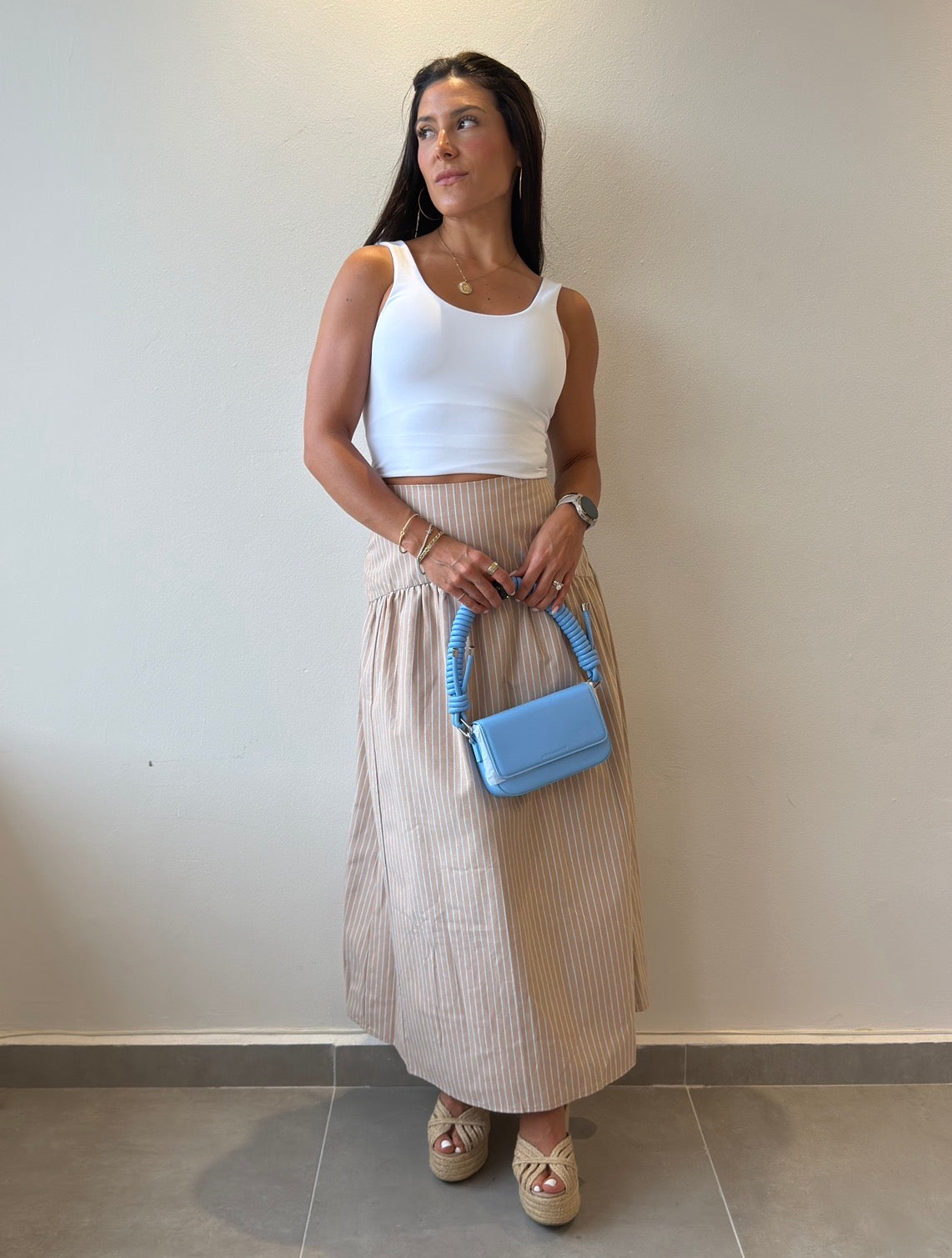 Beige Stripe Skirt