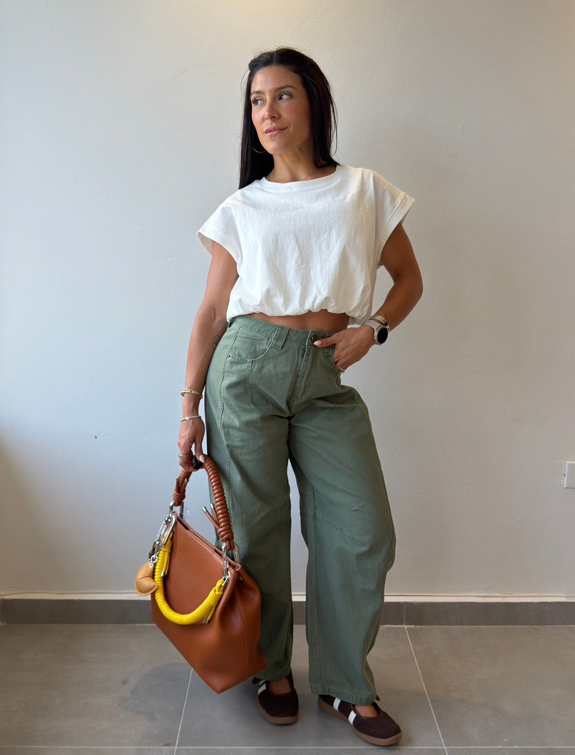 White Bubble Hem Top