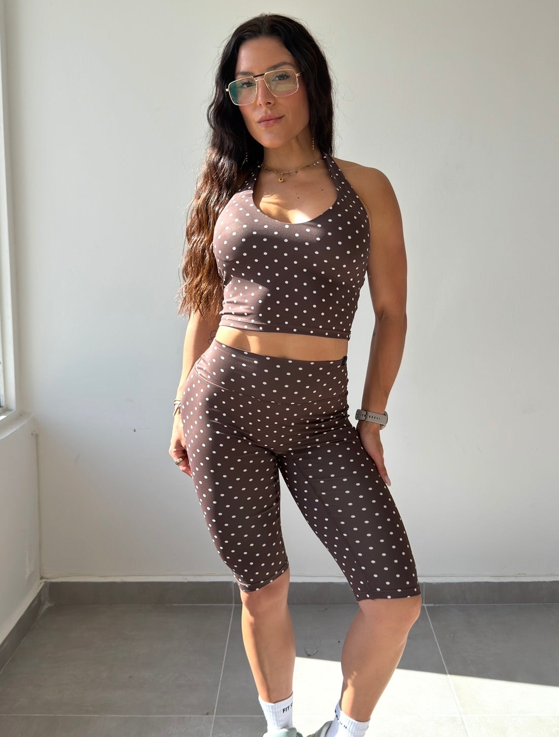 Brown Polka Capri Set