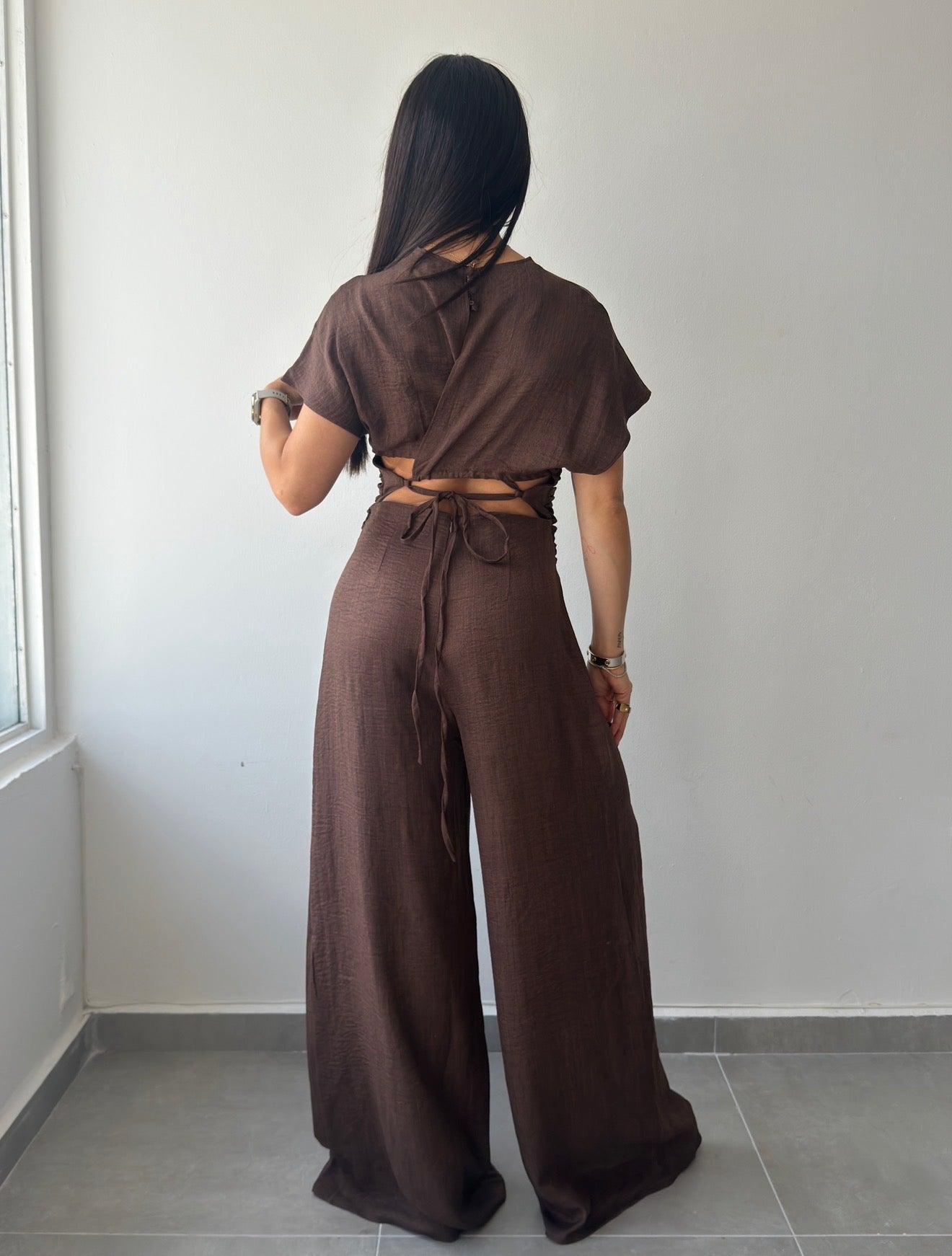 Brown Linen Jumpsuit