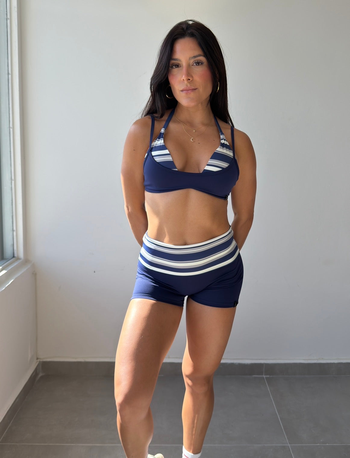 Navy Stripes Short Set