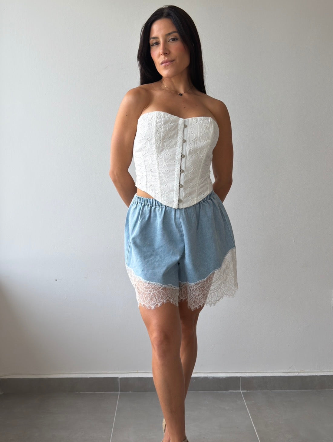 Denim Lace Soft Shorts