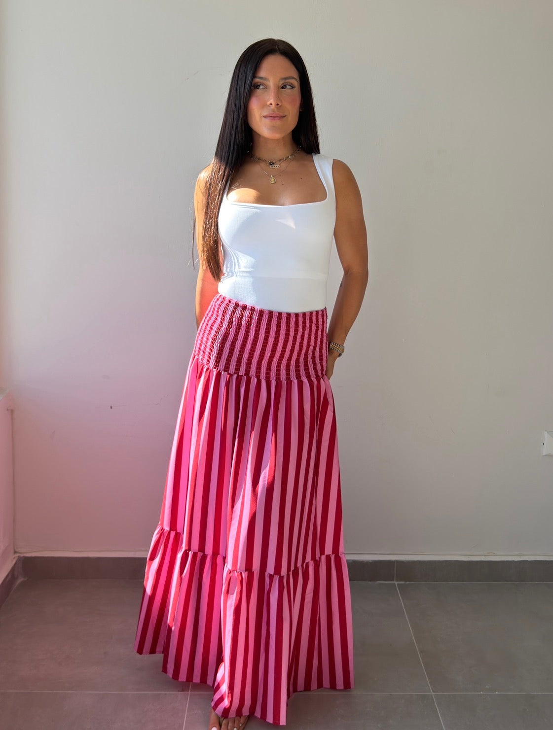 Pink/Red Maxi Skirt