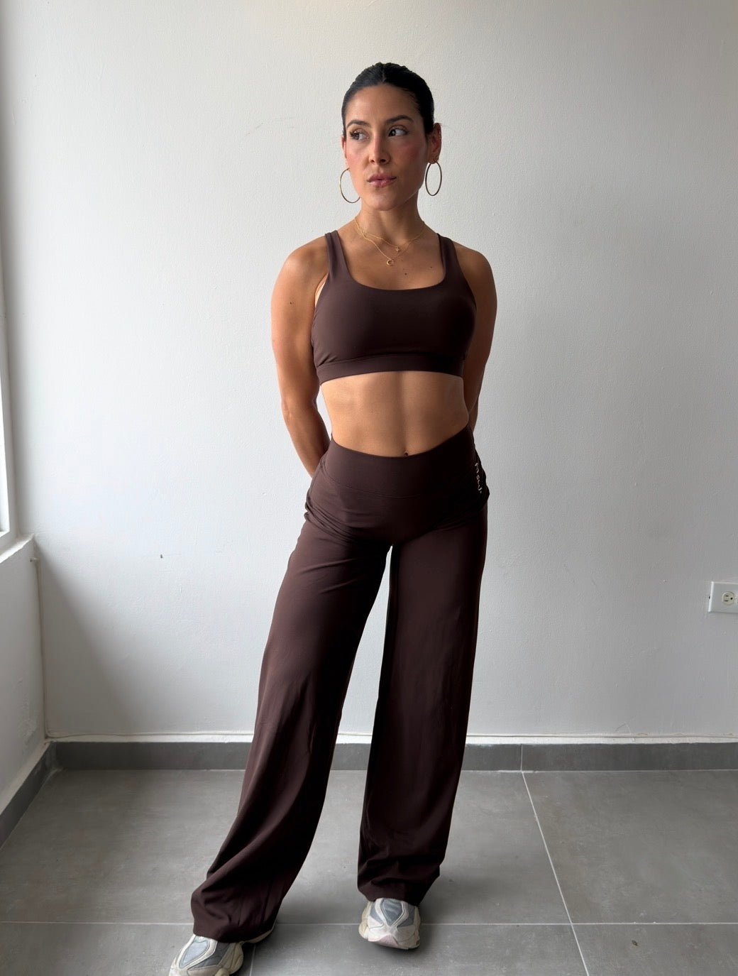 Brown Wide Leg Pant and Top Set