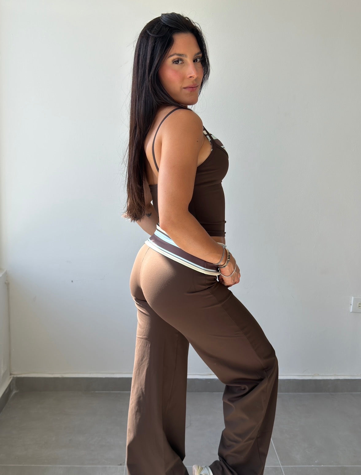 Espresso Stripes Flare Legging Set