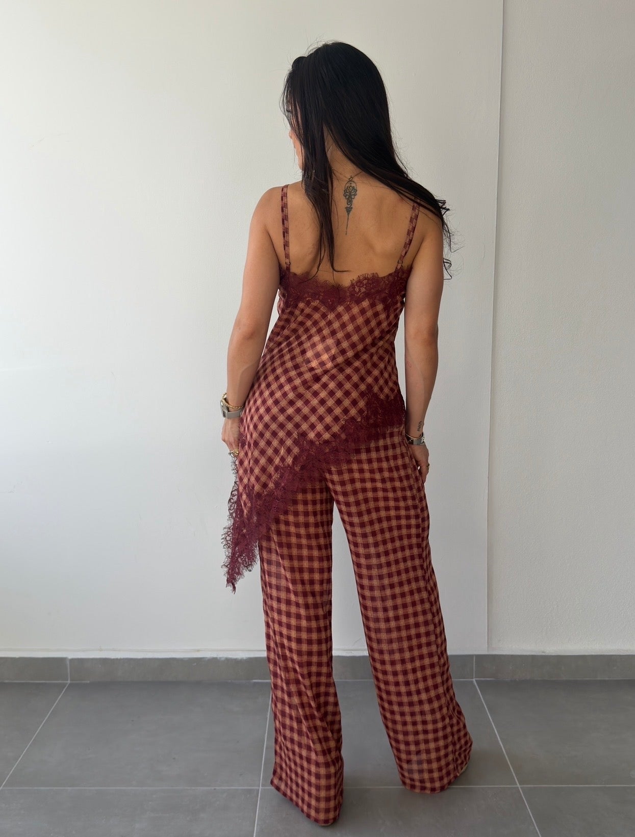 Wine Gingham Set